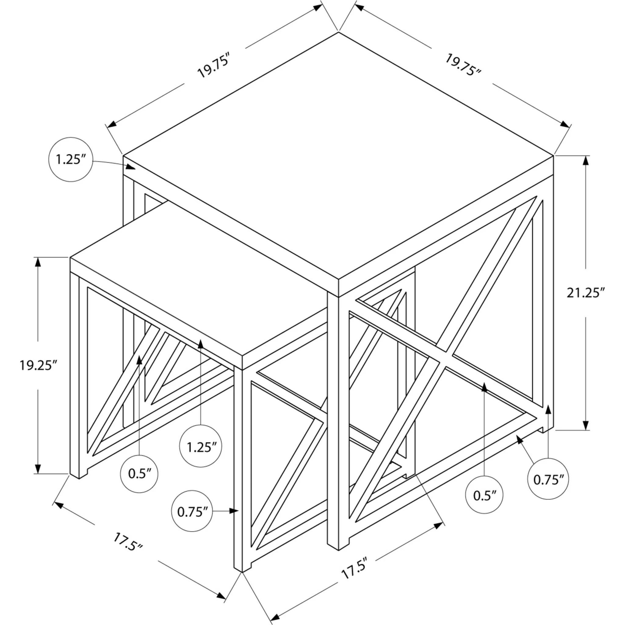 Sturdy X Nesting Table - White - Image 4