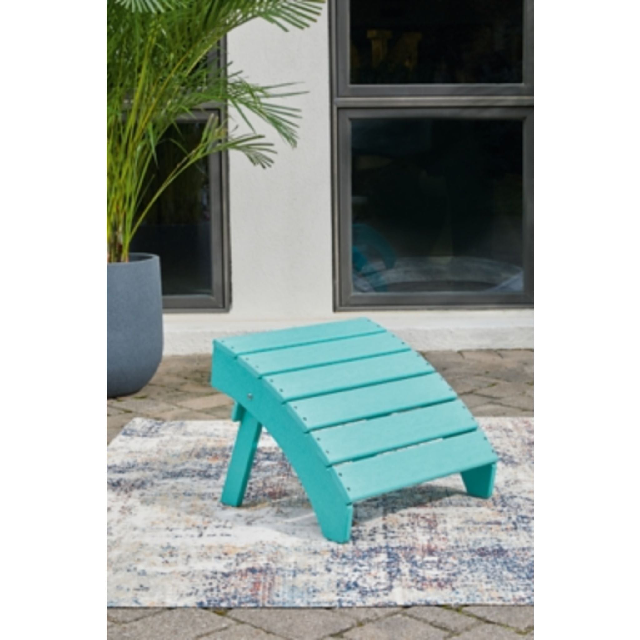 Sundown Treasure Outdoor Ottoman - Turquoise - Image 2