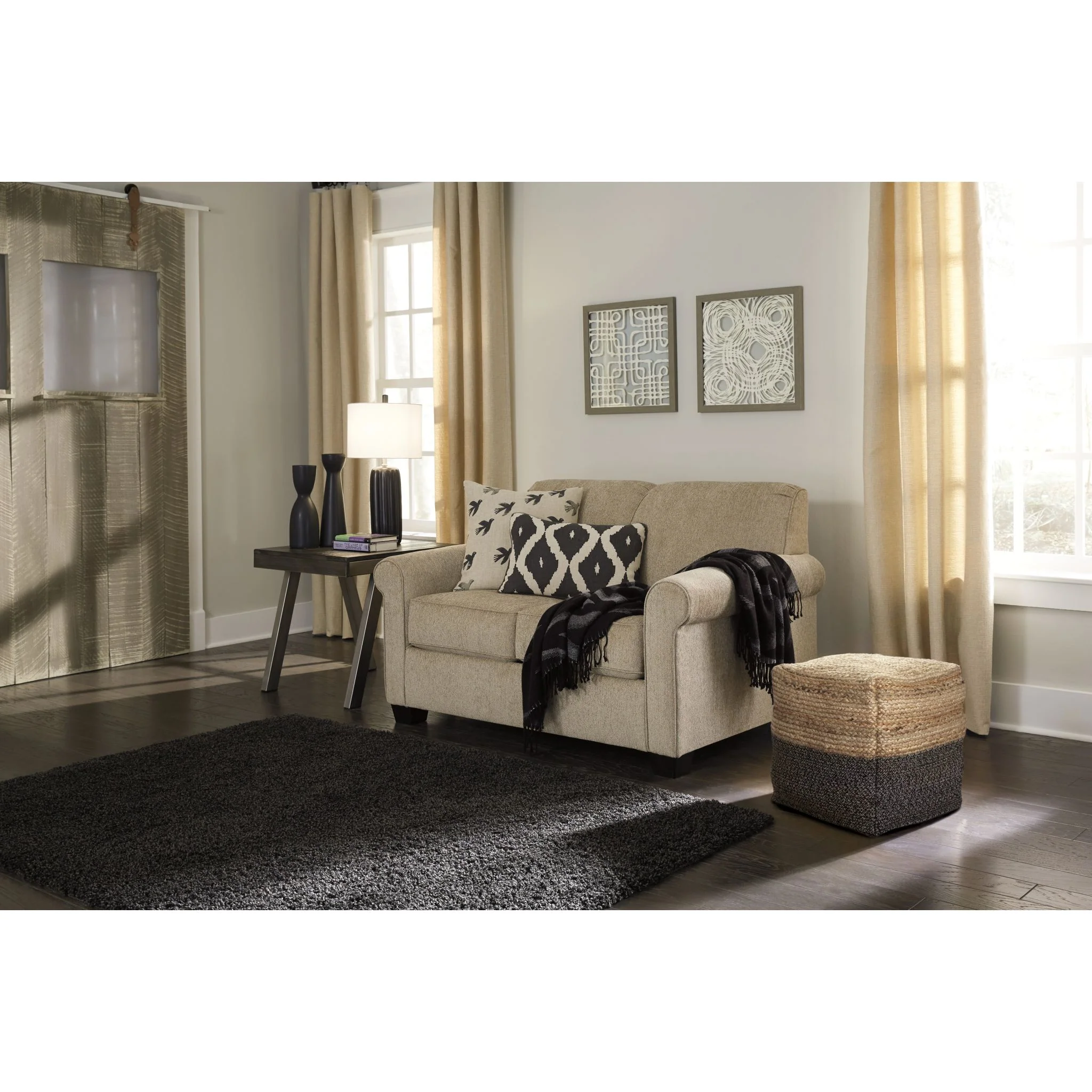 Sweed Valley Pouf - Natural/Black - Image 4