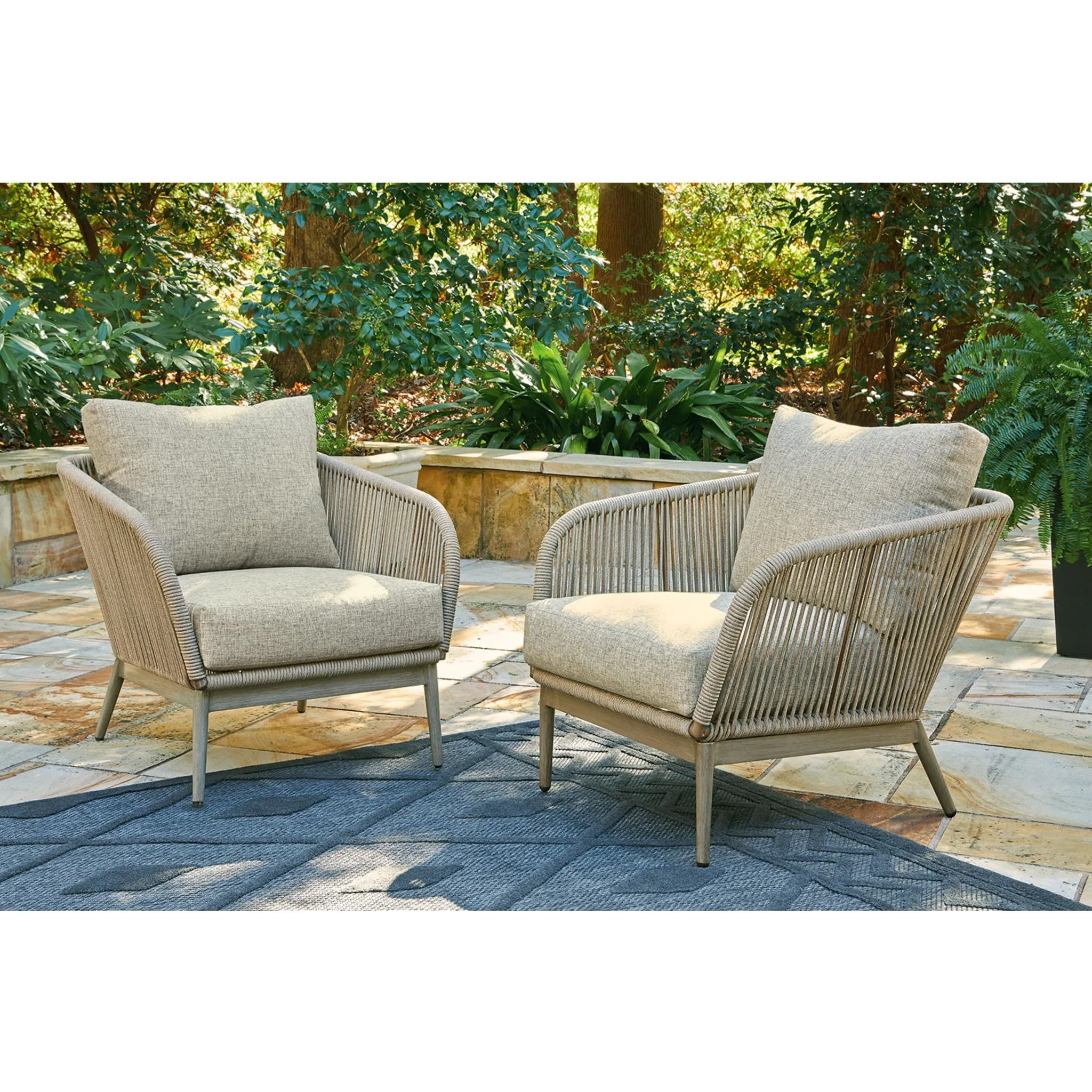 Swiss Valley Outdoor Lounge Chair with Cushion (set of 2) - Beige - Image 10