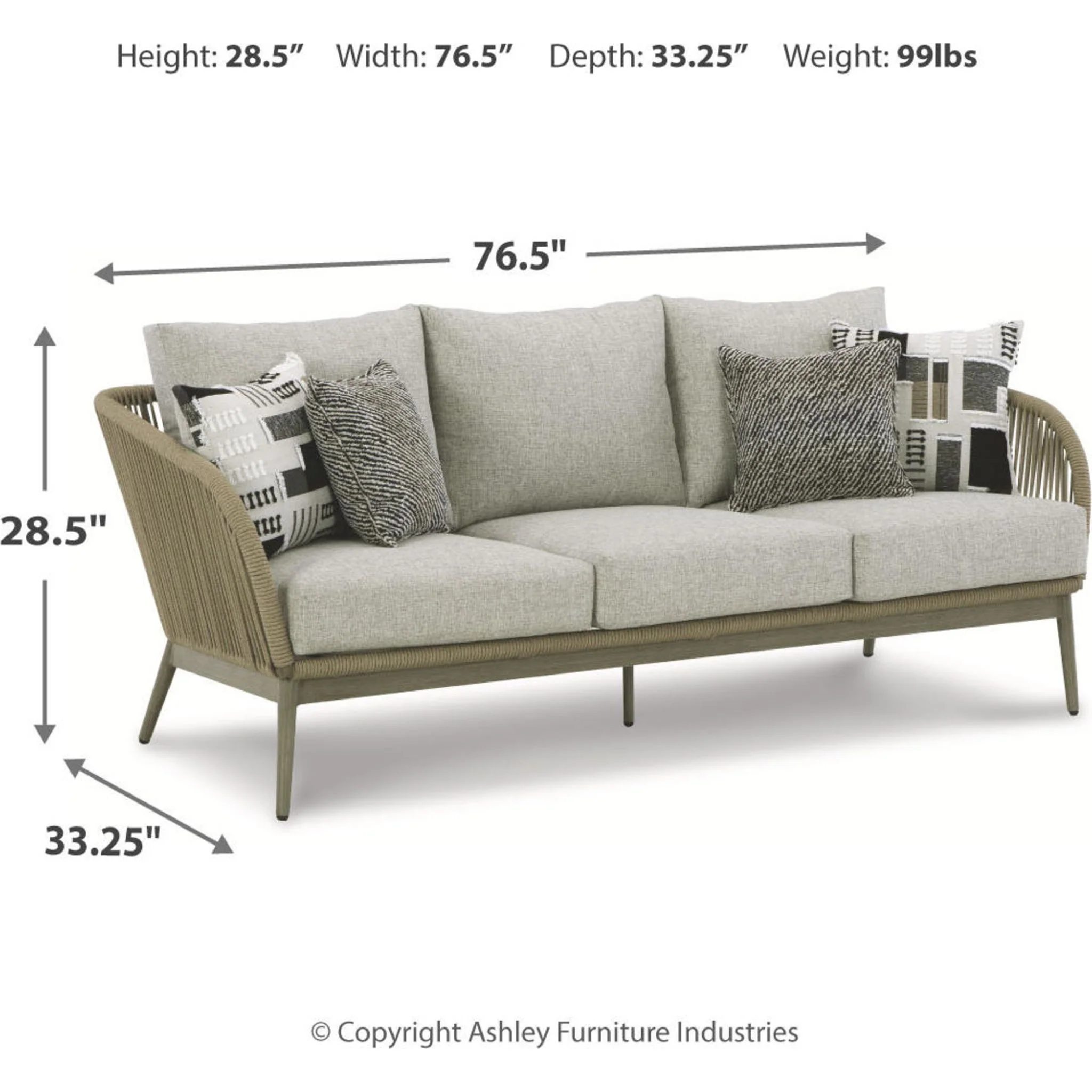 Swiss Valley Outdoor Sofa with Cushion - Beige - Image 11