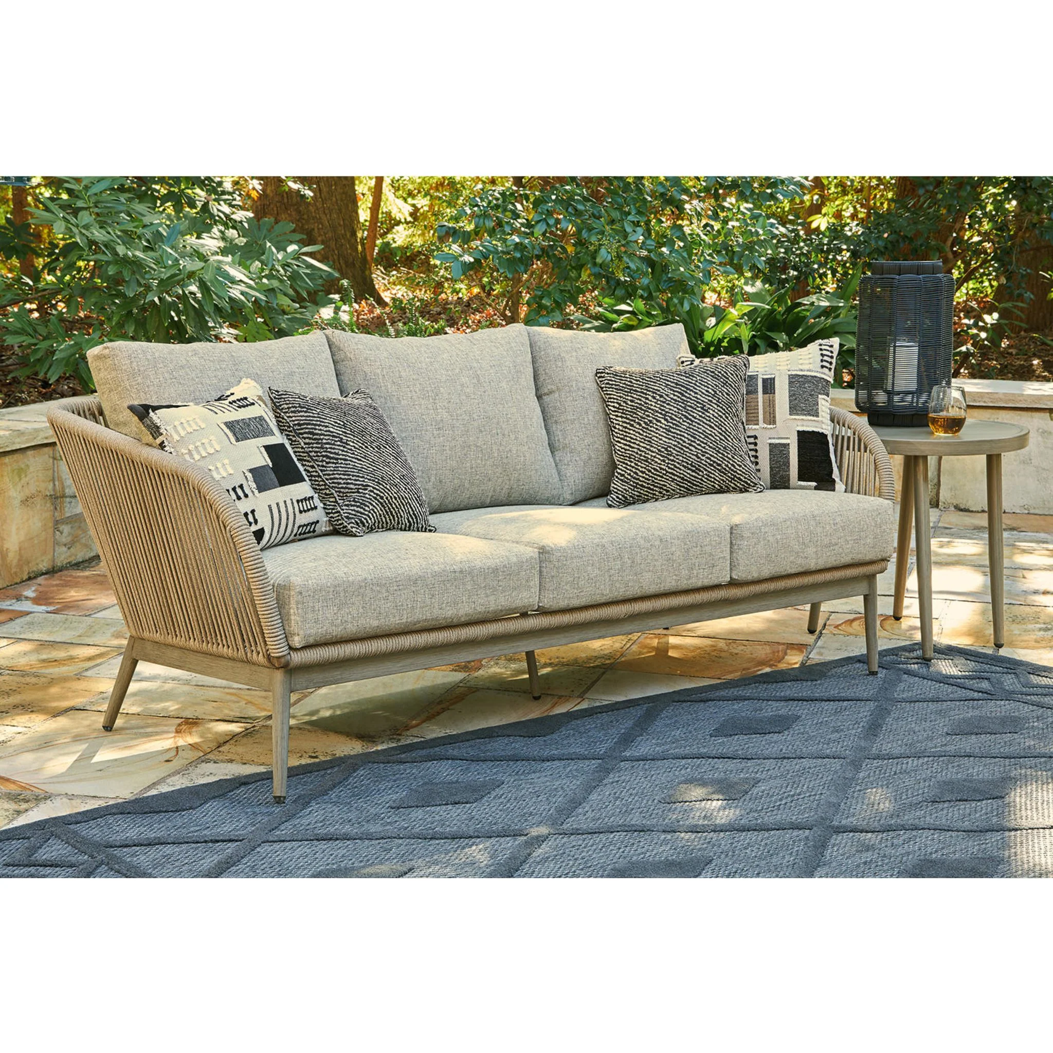 Swiss Valley Outdoor Sofa with Cushion - Beige - Image 2