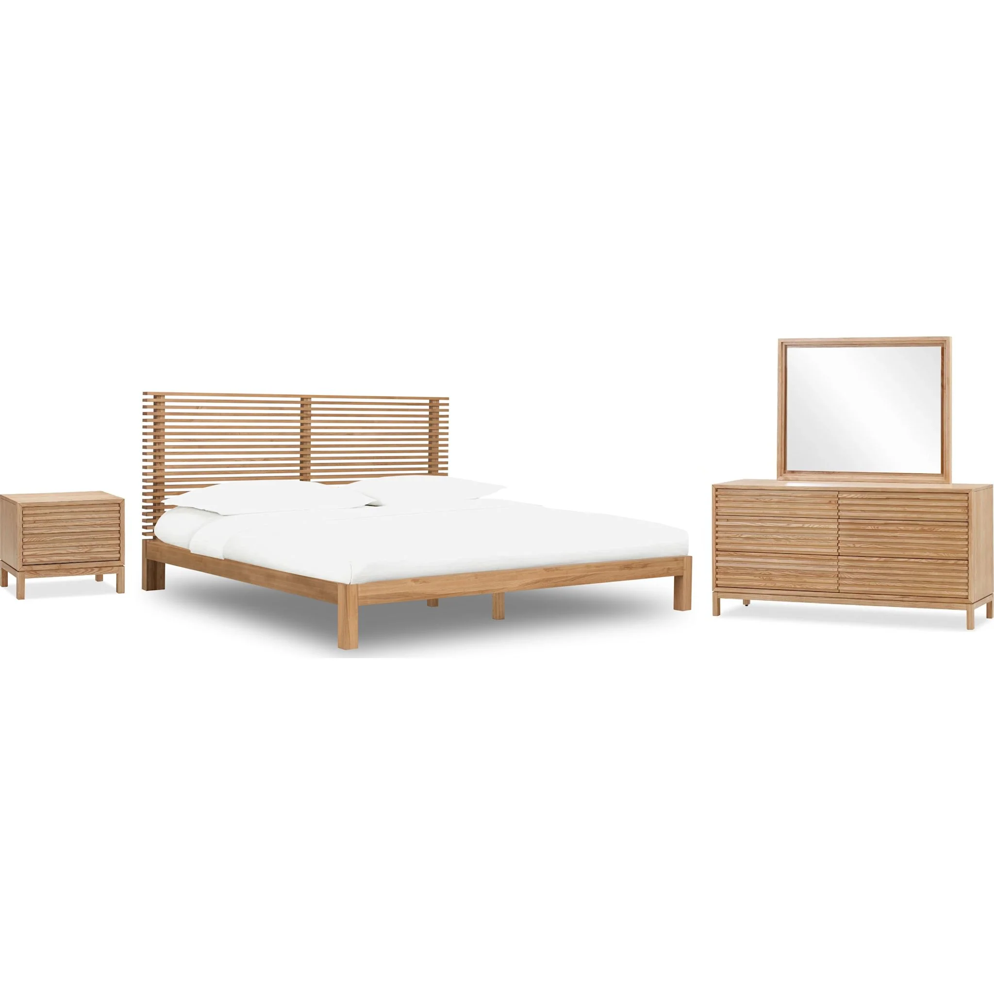 Tanner 6 Piece Queen Slat Platform Bedroom - Flaxen