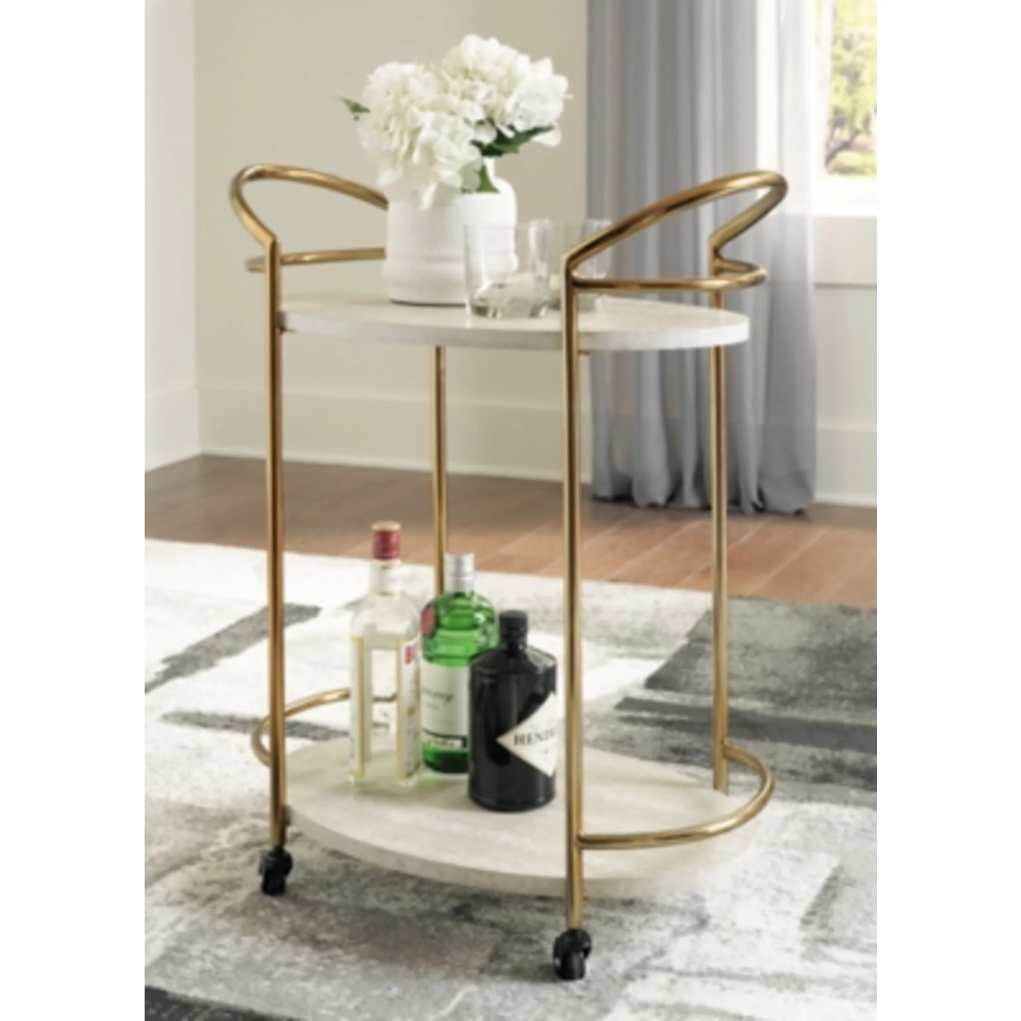 Tarica Bar Cart - Cream/Gold Finish - Image 2