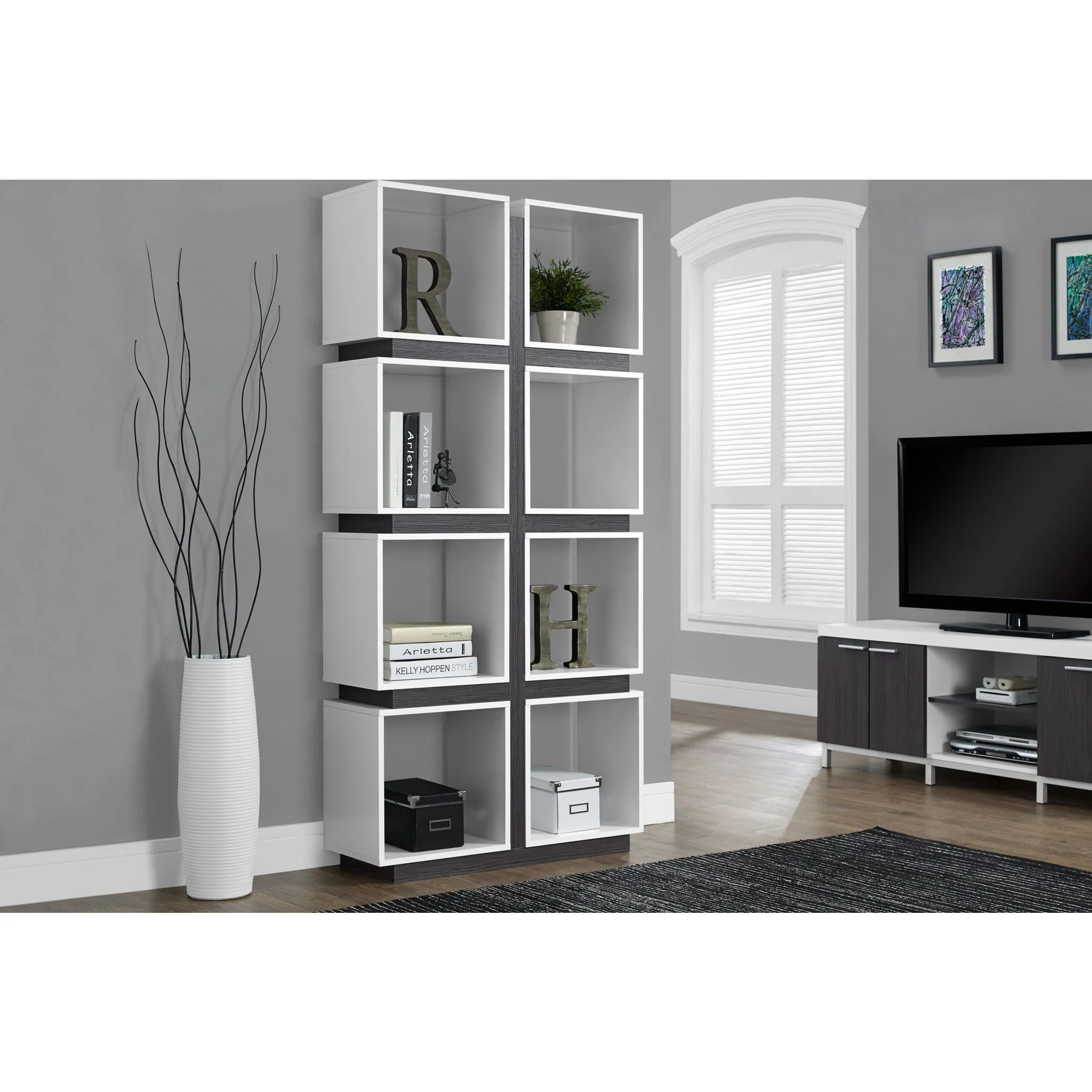 Teo Bookcase - White/Grey - Image 2