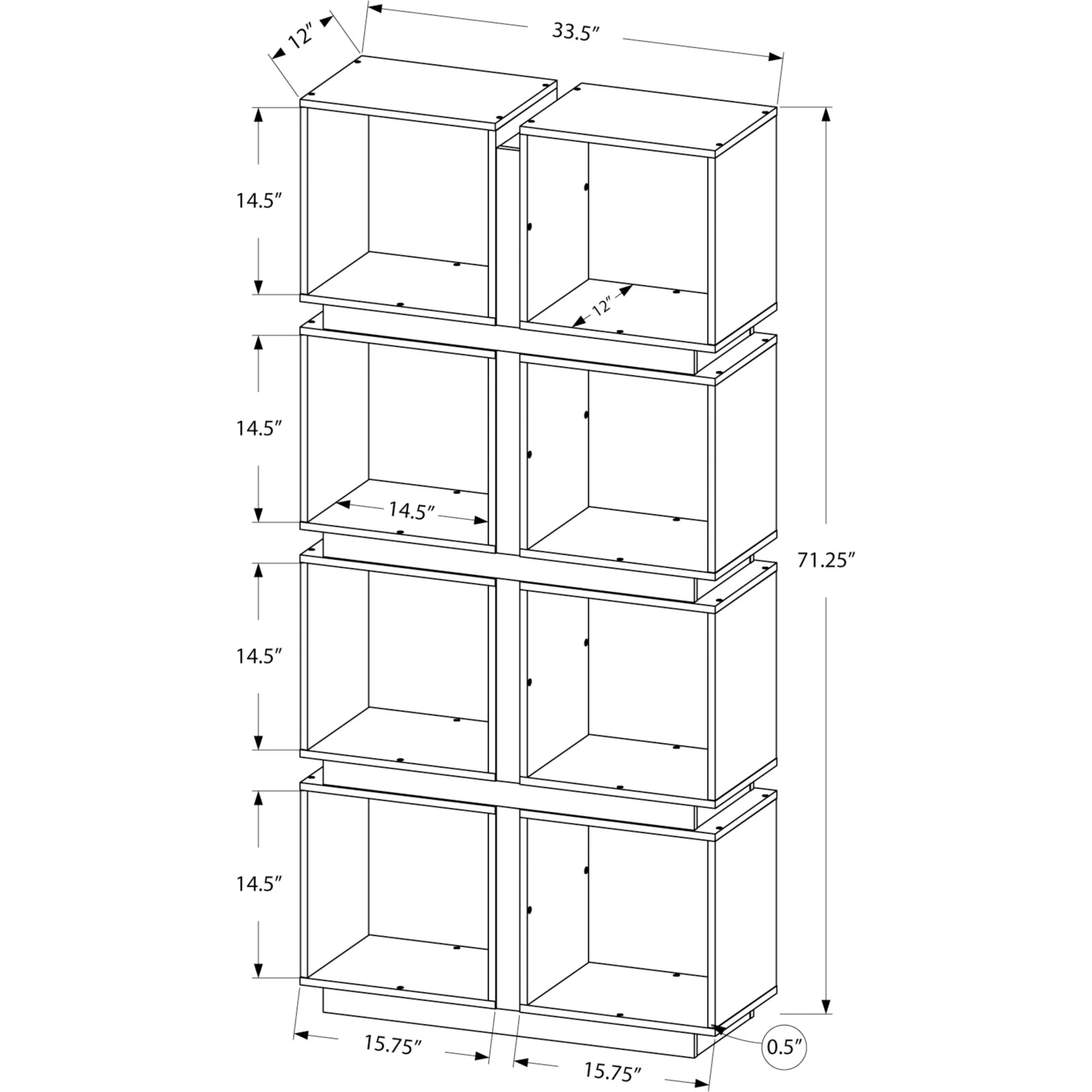 Teo Bookcase - White/Grey - Image 5