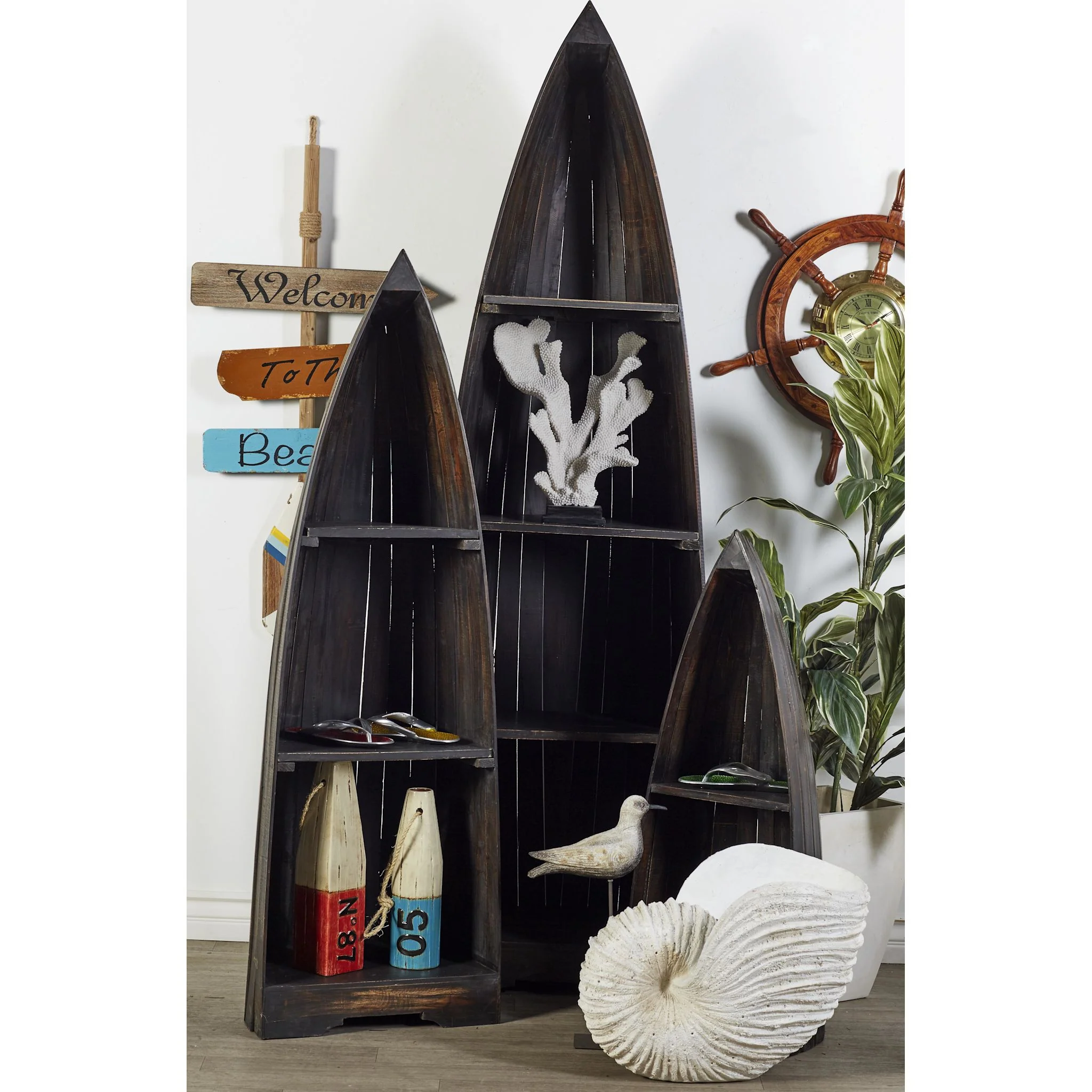 The Boats Shelving Unit (Set of 3) - Brown - Image 2