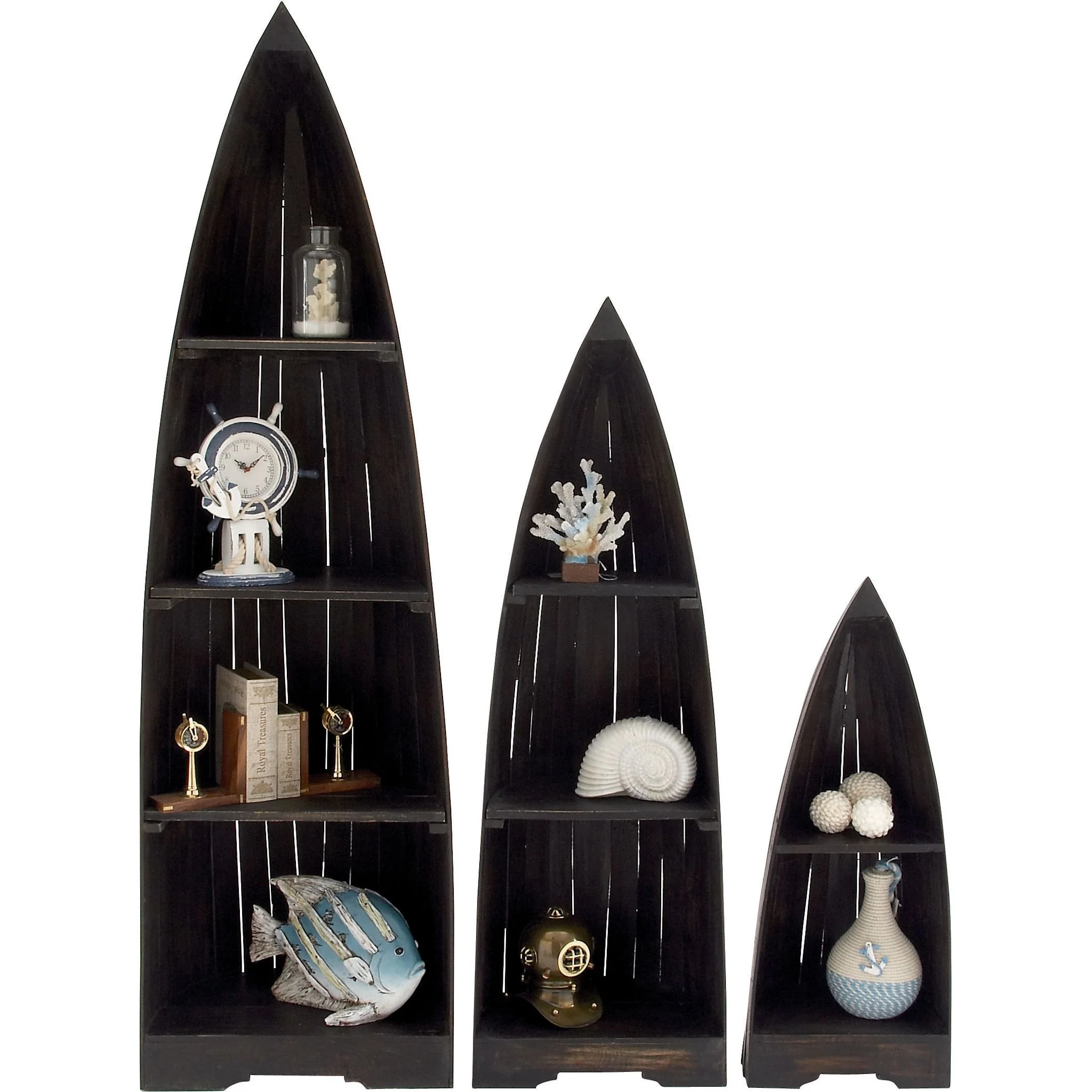 The Boats Shelving Unit (Set of 3) - Brown - Image 3