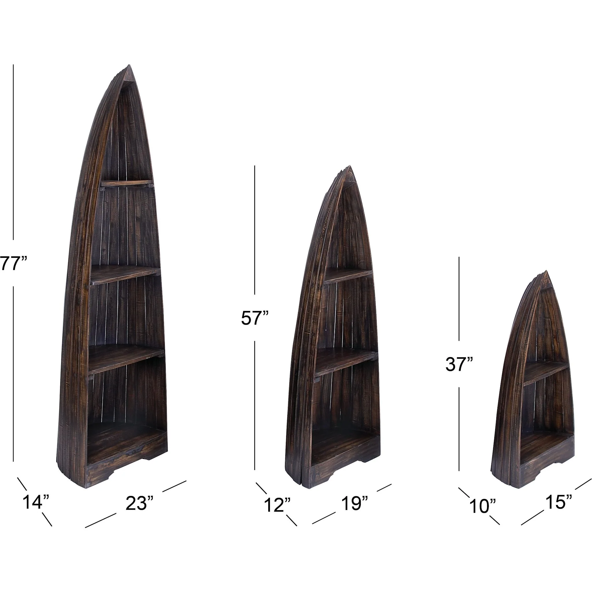 The Boats Shelving Unit (Set of 3) - Brown - Image 6