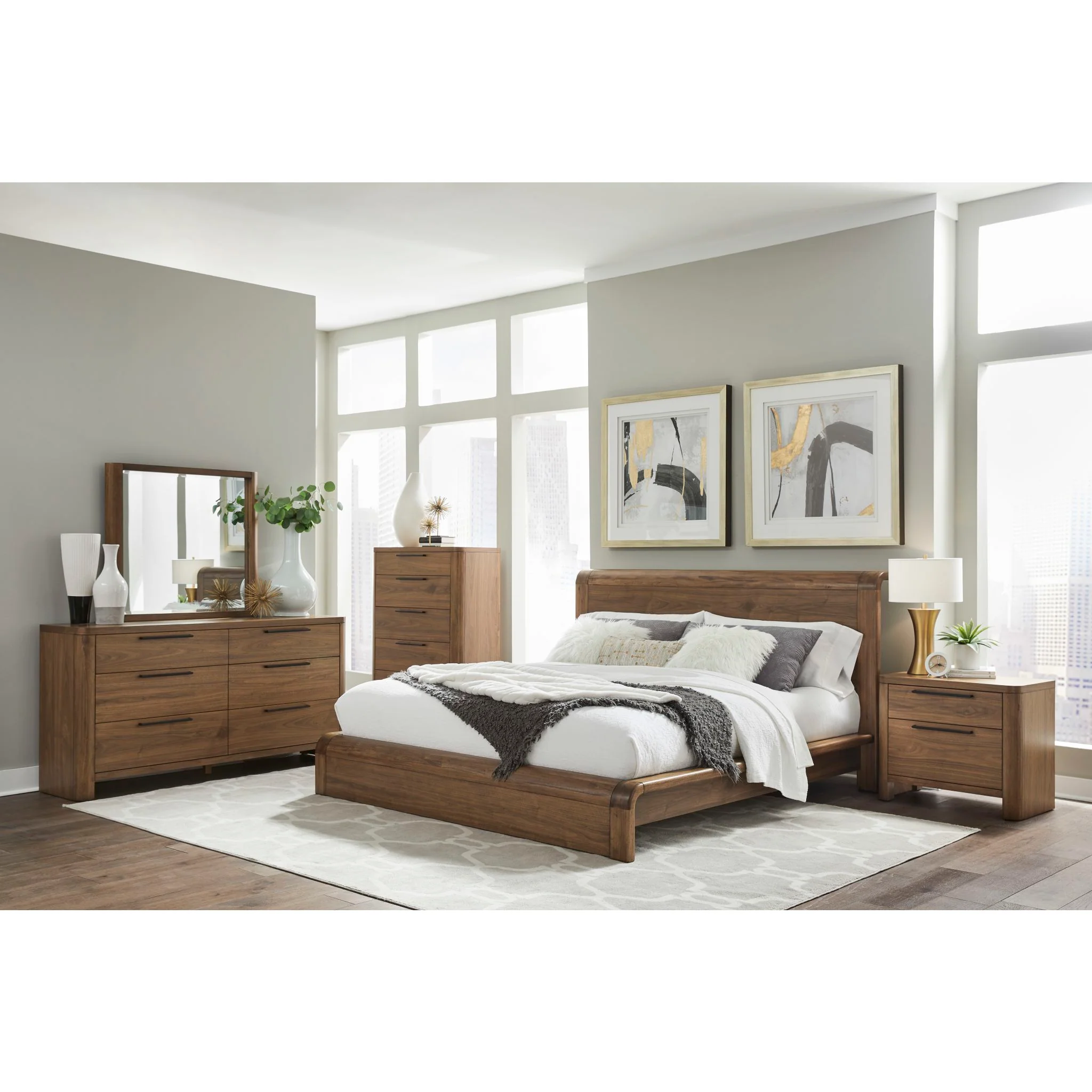 Totes 6 Piece Sleigh Bedroom - English Walnut - Image 2