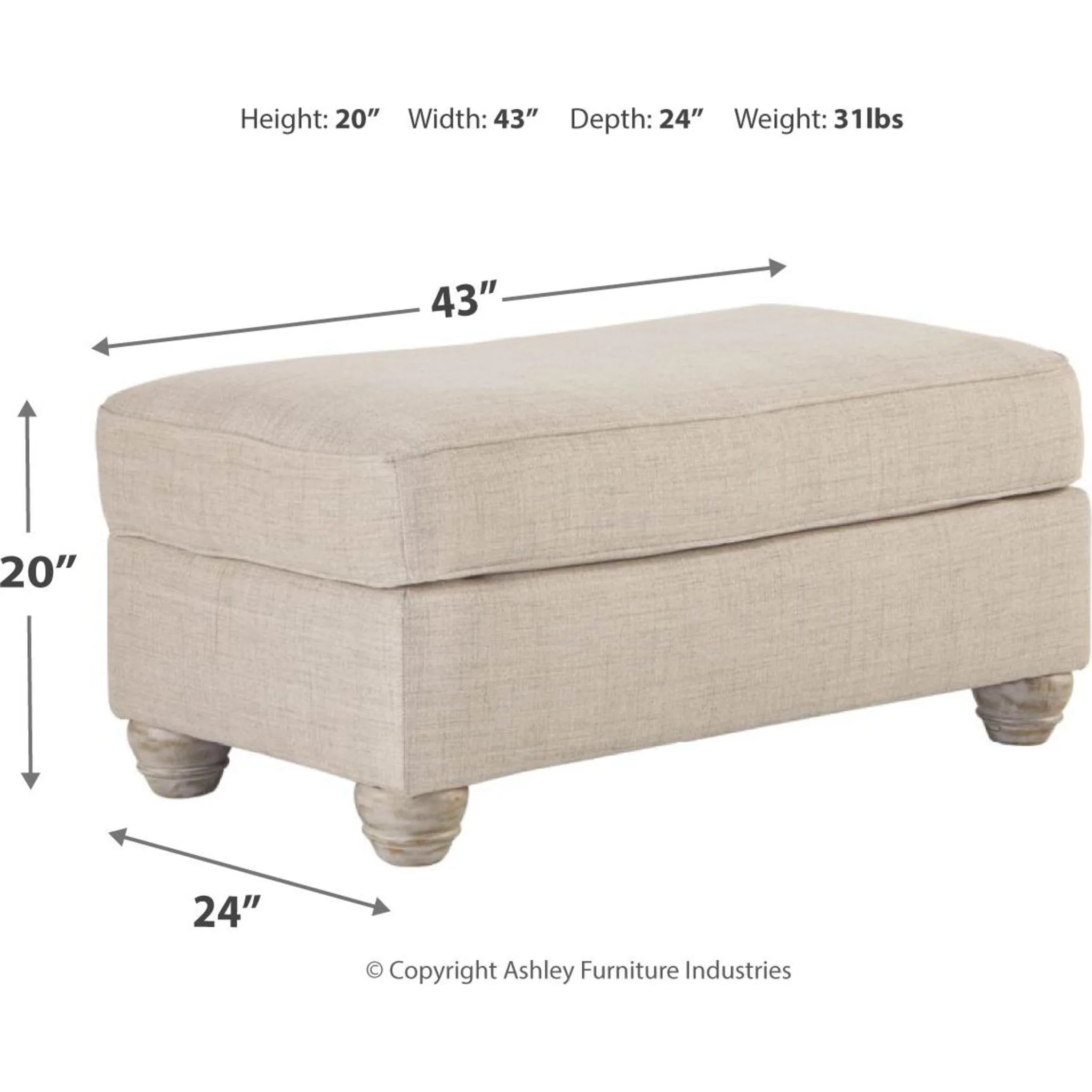 Traemore Ottoman - Linen - Image 14