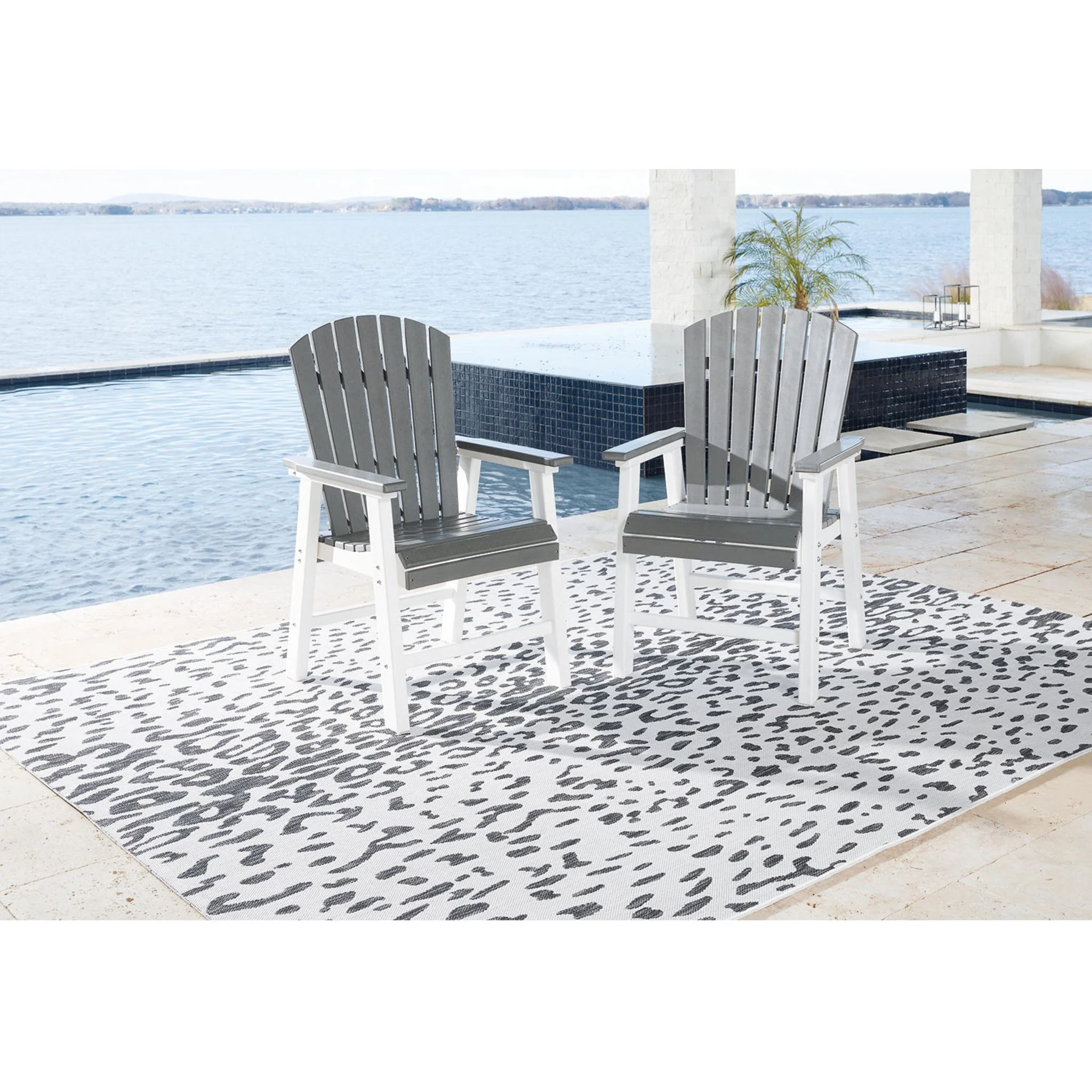 Transville Outdoor Arm Chair (set of 2) - Gray/White - Image 2