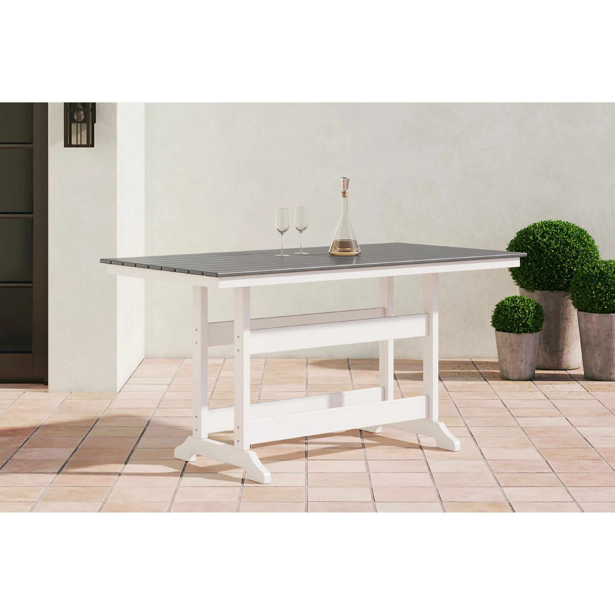 Transville Outdoor Counter Height Dining Table - Gray/White - Image 2
