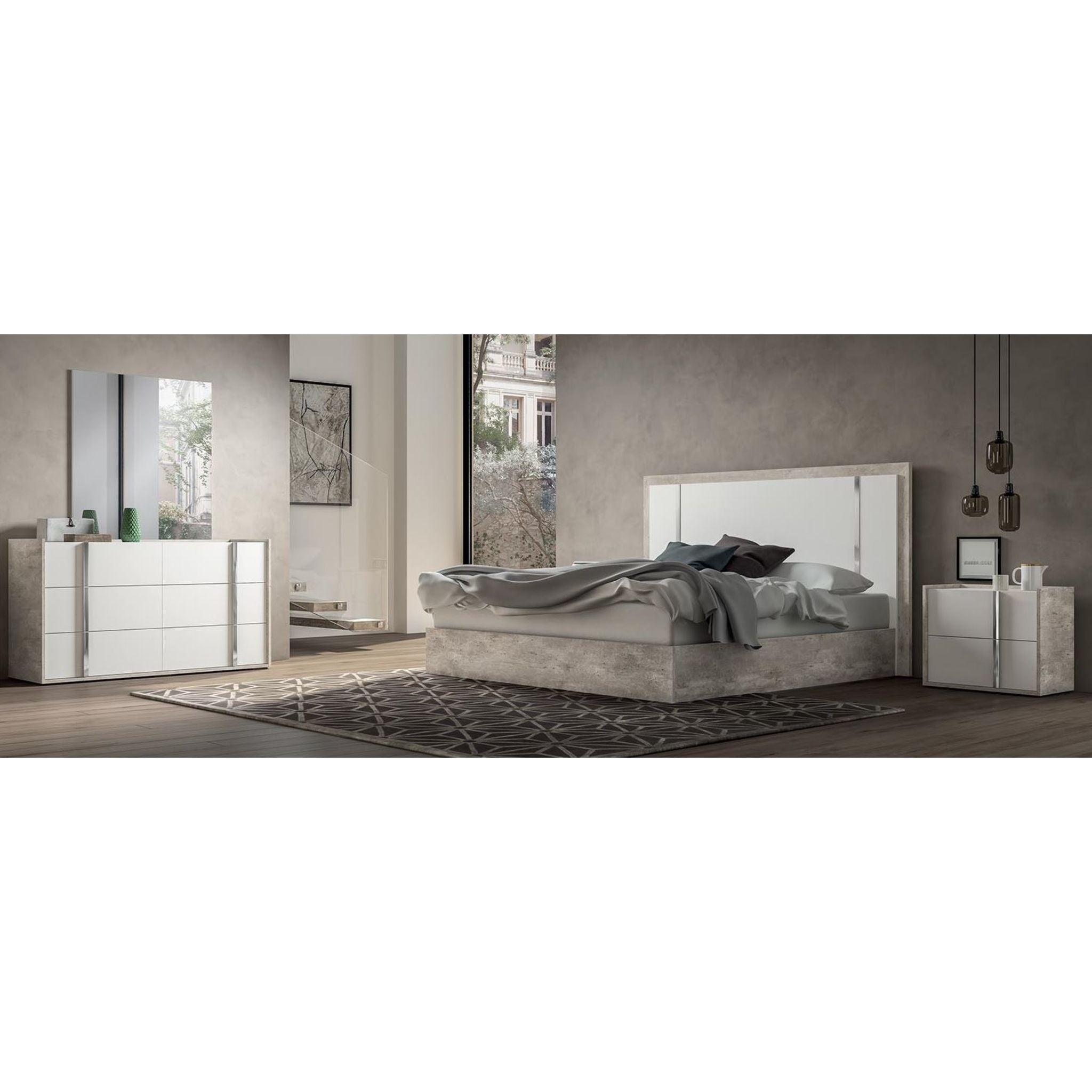 Treviso 5 Piece King Panel Bedroom - Stone