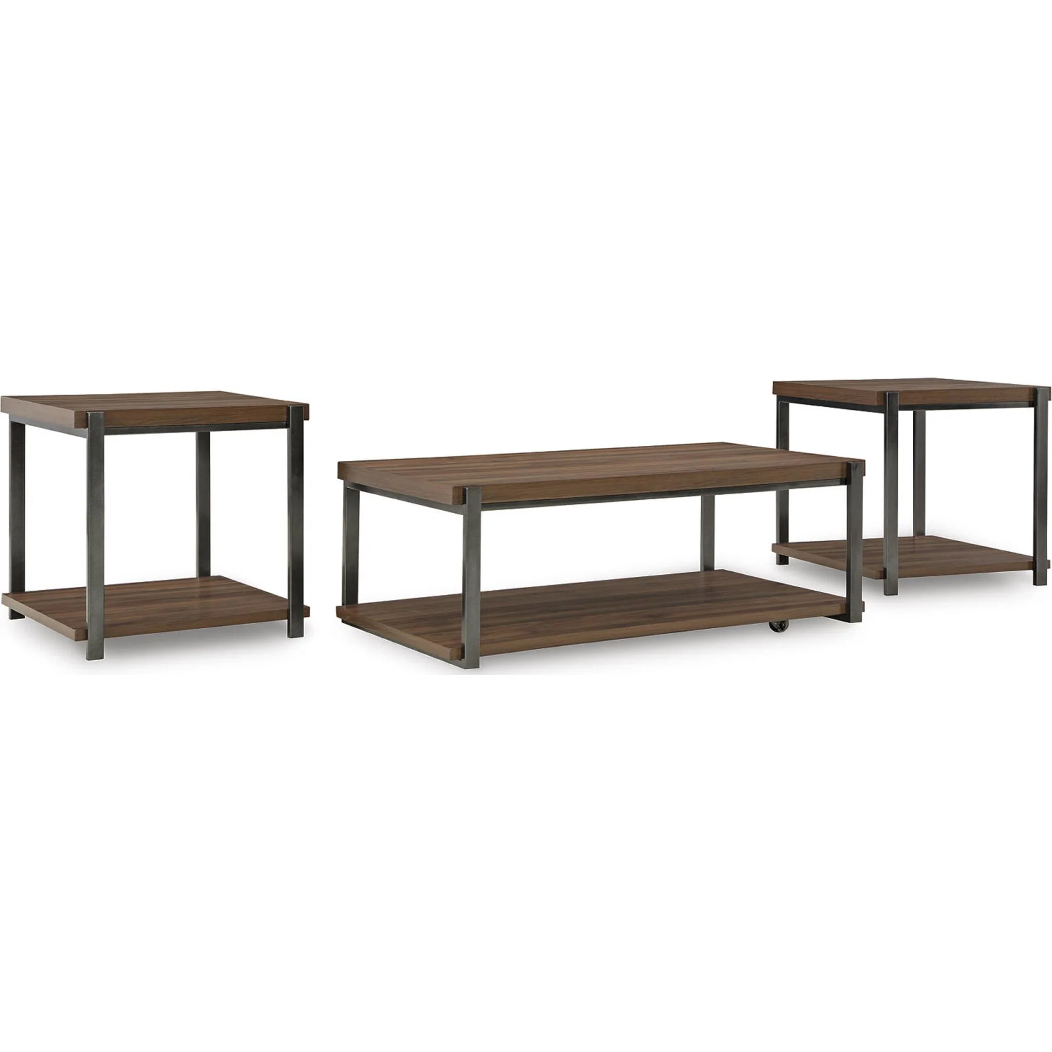 Trindwick 3 Pack Tables - Brown/Gun Metal