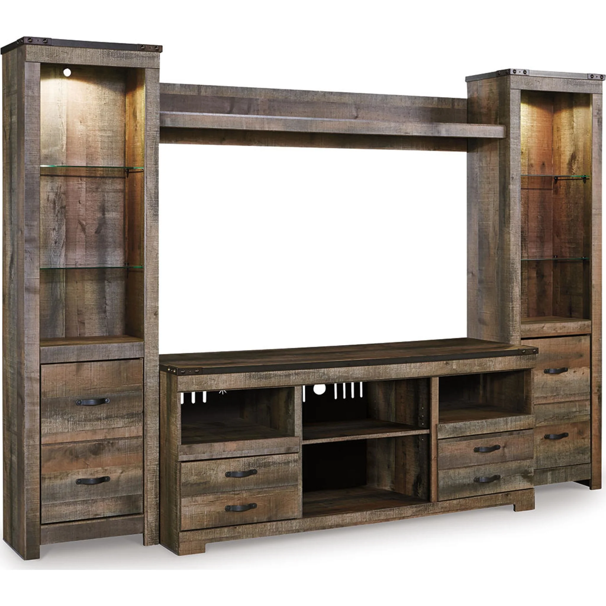 Trinell 4 Piece Entertainment Unit - Brown - Image 5