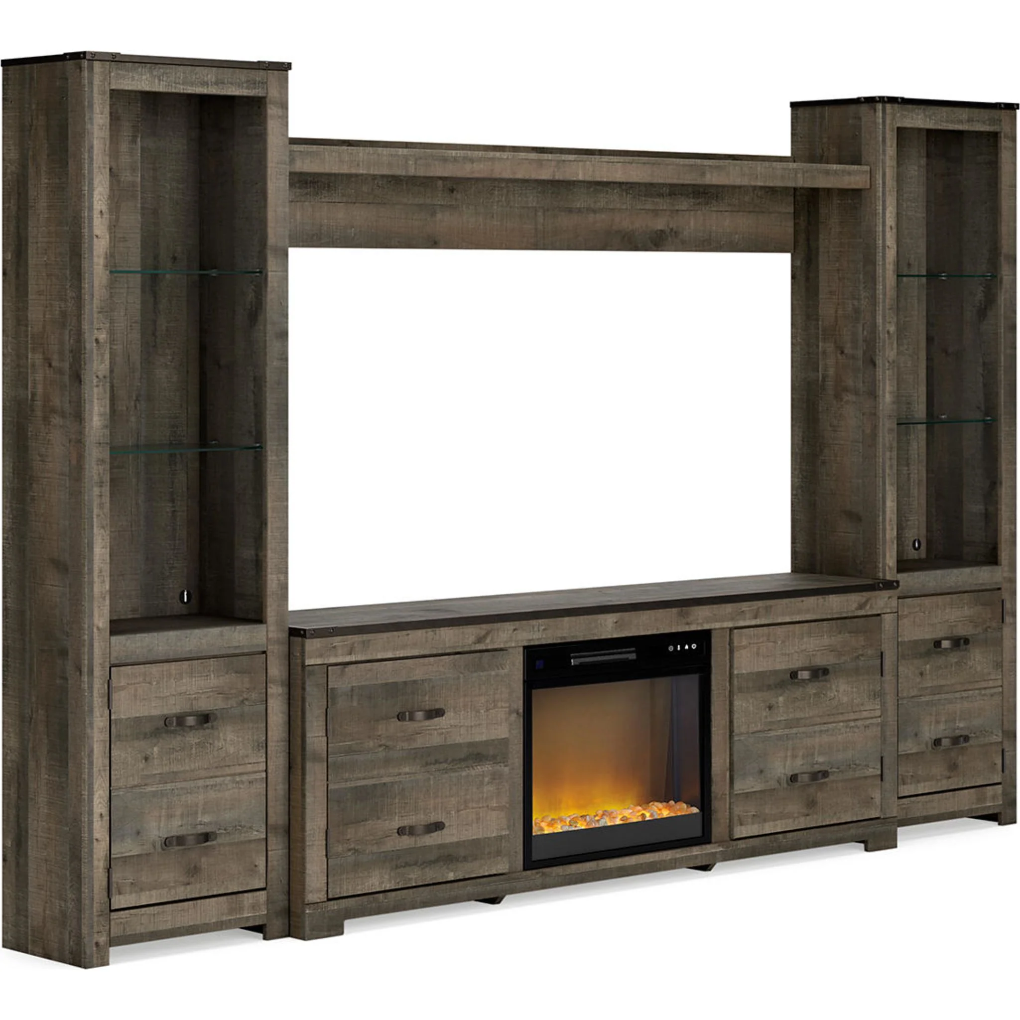 Trinell Entertainment Unit with Fireplace - Brown