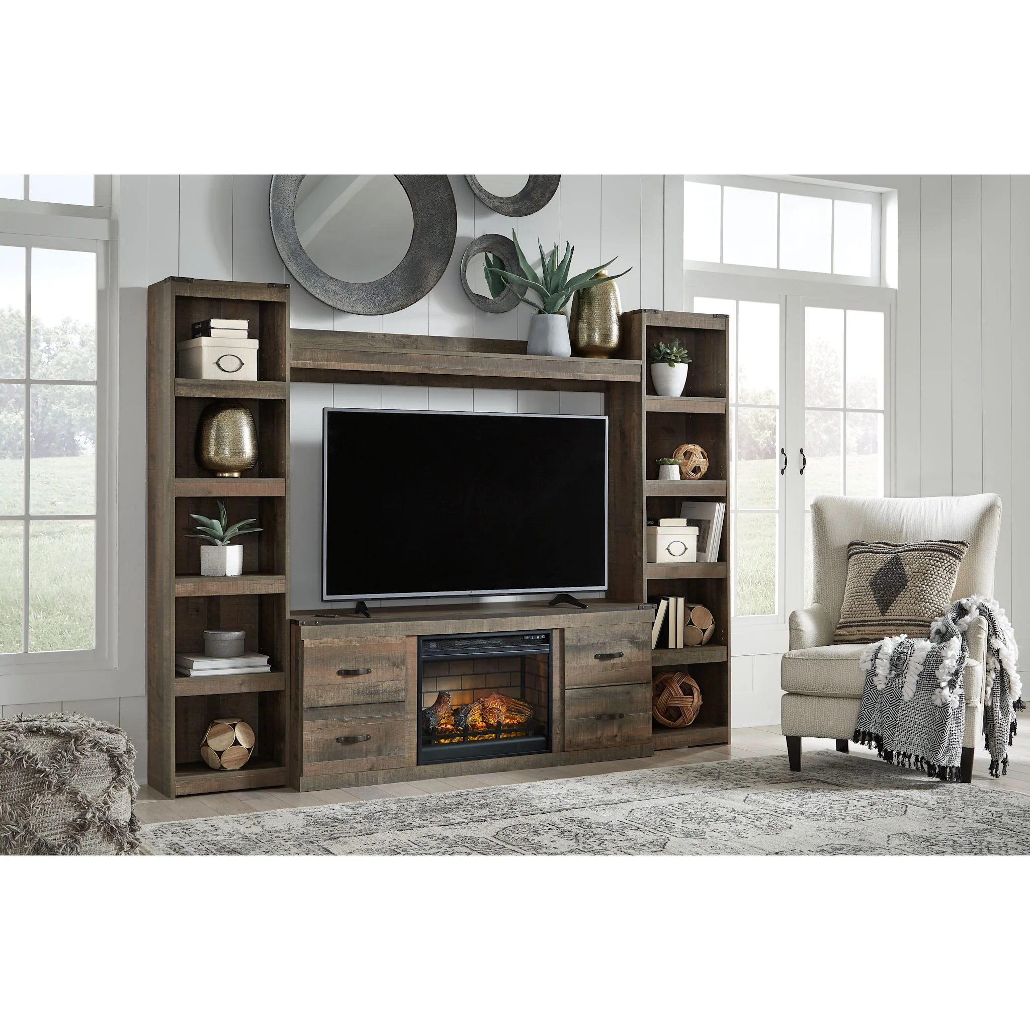 Trinell 5 Piece Entertainment Unit - Brown - Image 3