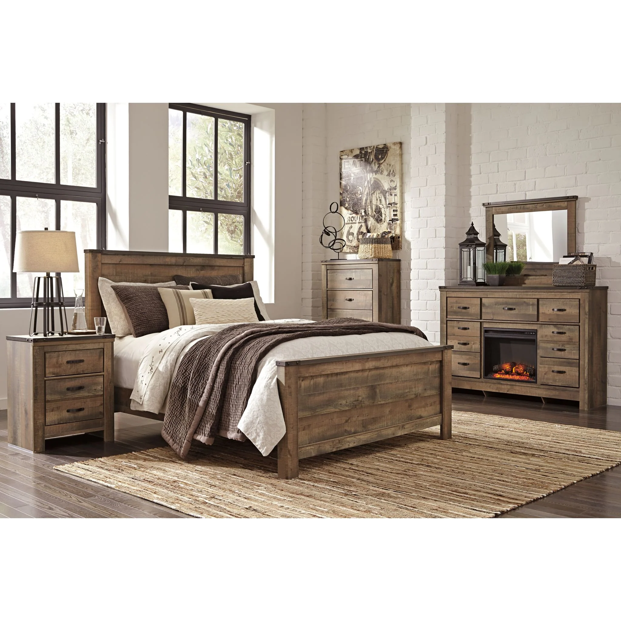 Trinell Dresser w/Fireplace - Brown - Image 3