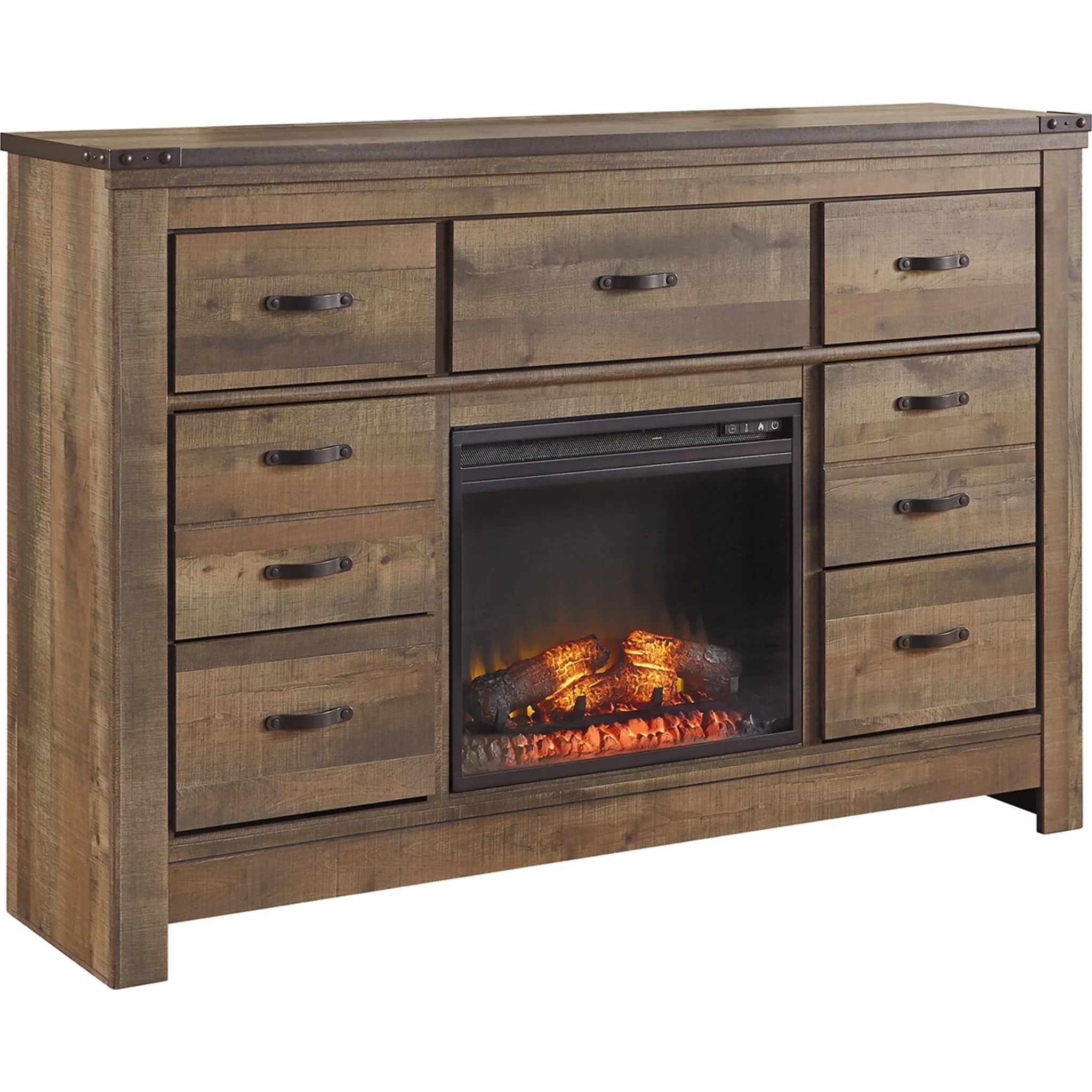 Trinell Dresser w/Fireplace - Brown - Image 5