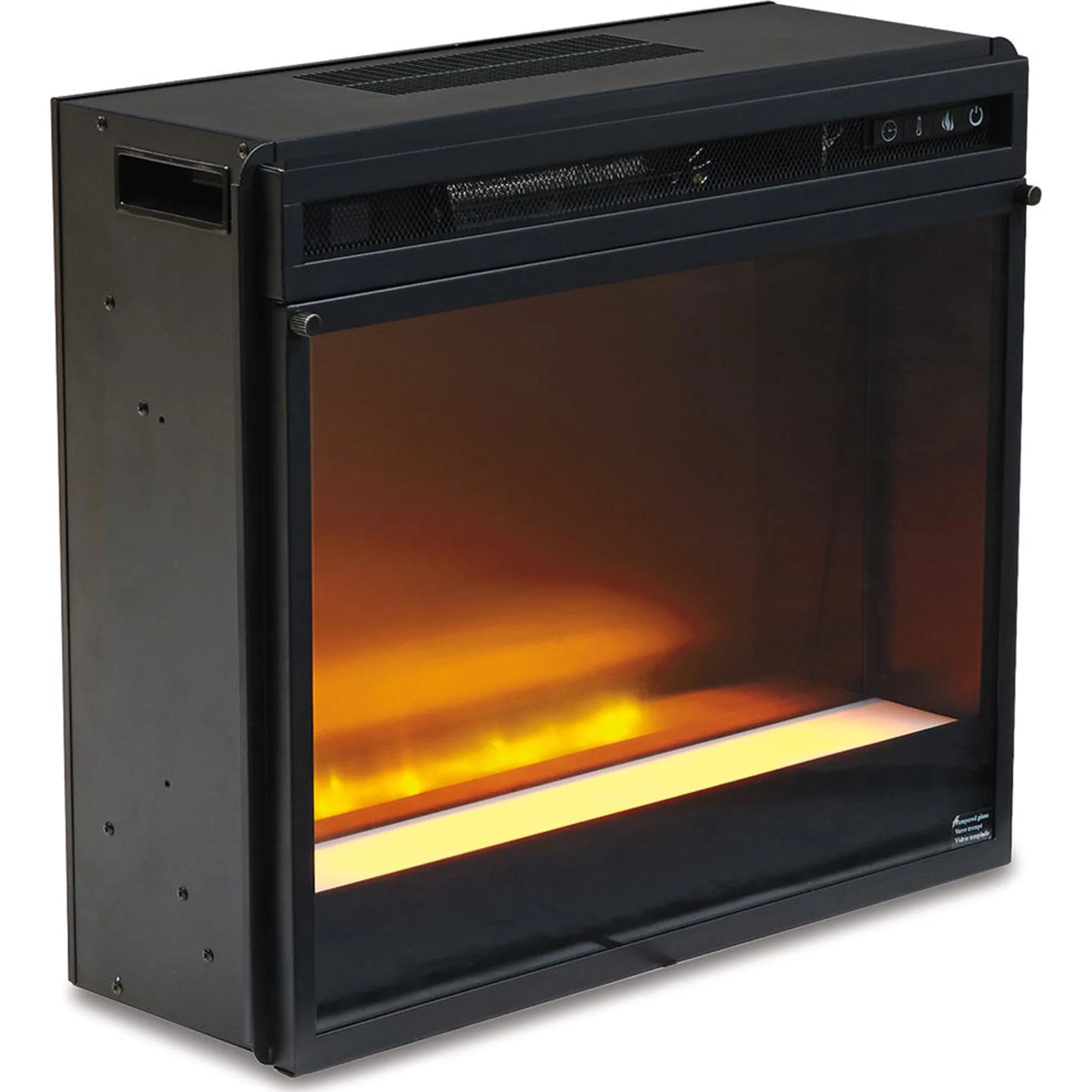 Entertainment Accessories Fireplace Insert with Crushed Glass - Black