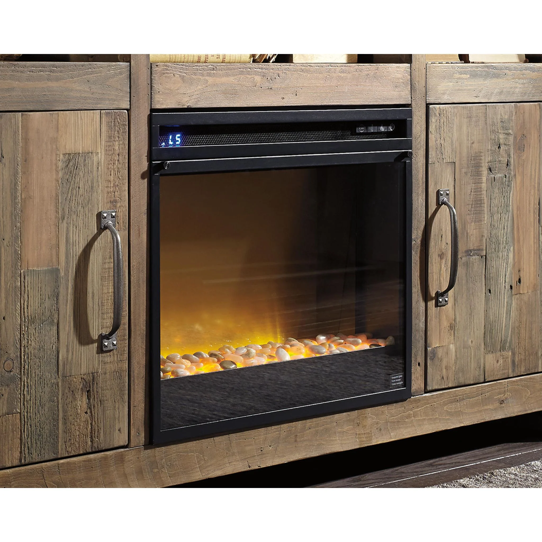 Entertainment Accessories Fireplace Insert with Crushed Glass - Black - Image 8