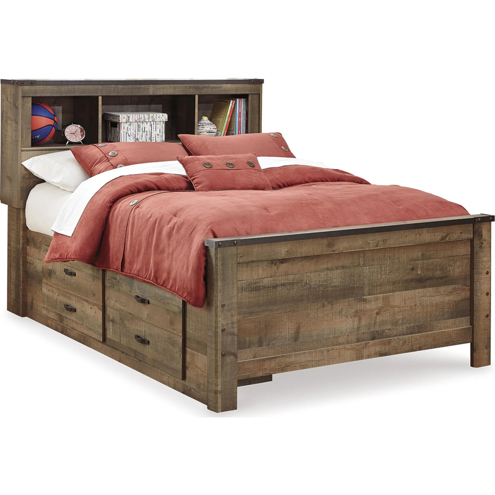 Trinell Full Bookcase Storage Bed - Brown