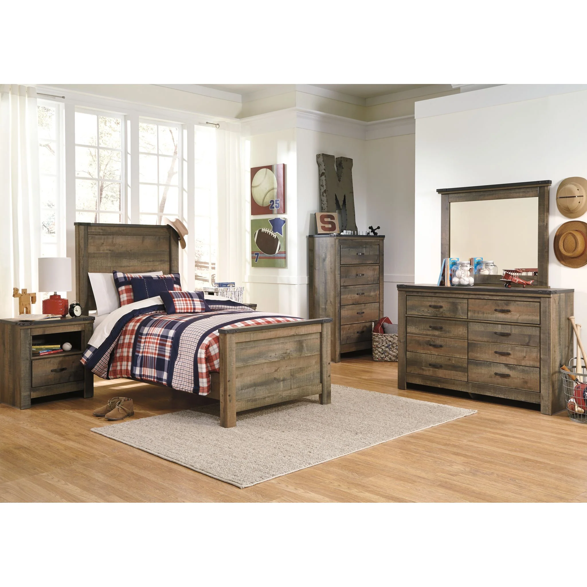 Trinell Panel Bed - Brown - Image 3