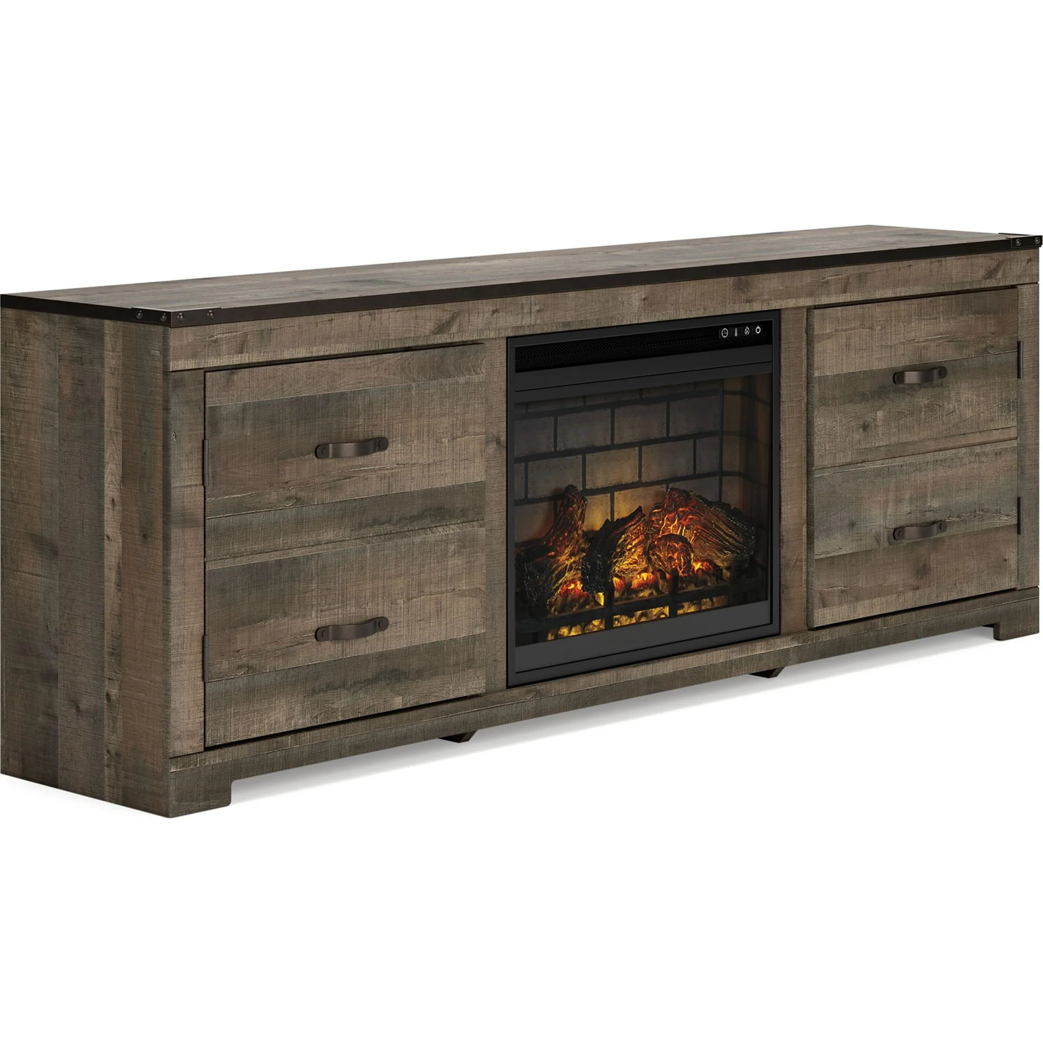 Trinell TV Stand with Fireplace - Brown