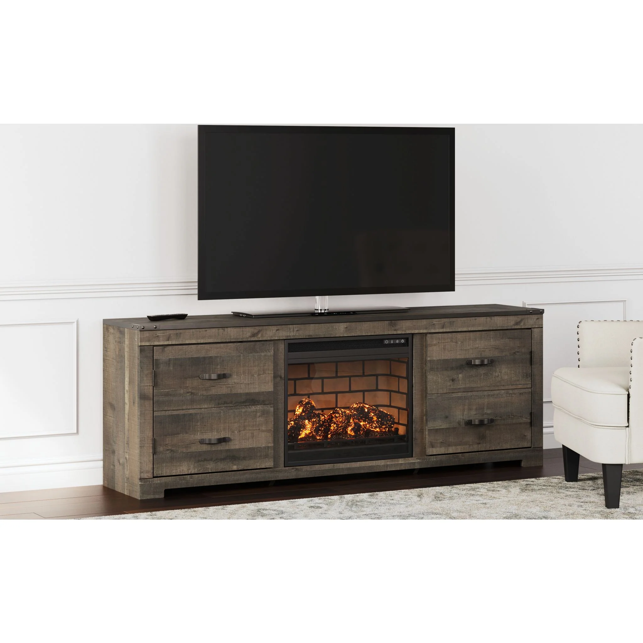 Trinell TV Stand with Fireplace - Brown - Image 2