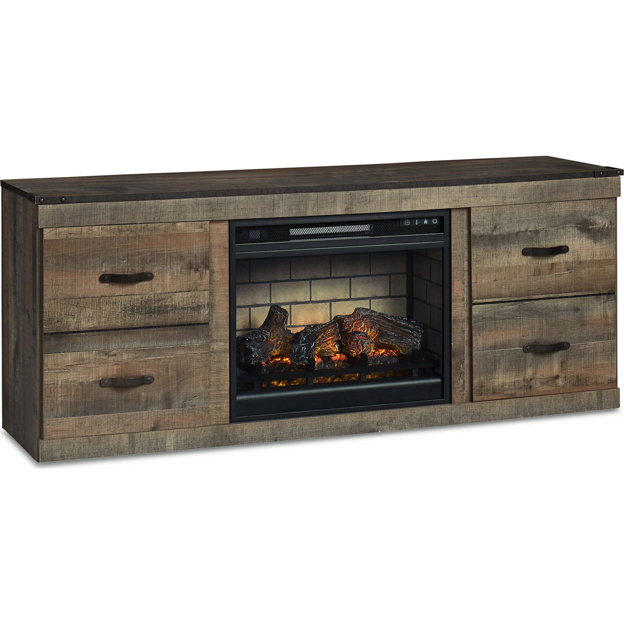 Trinell TV Stand with Fireplace - Brown