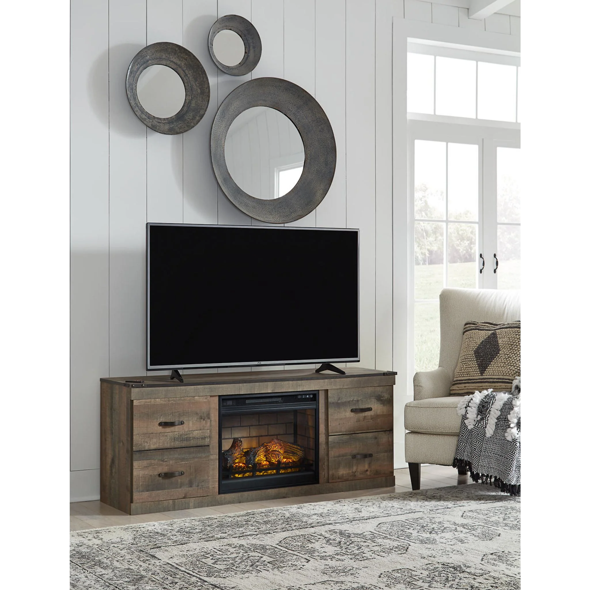 Trinell TV Stand with Fireplace - Brown - Image 7