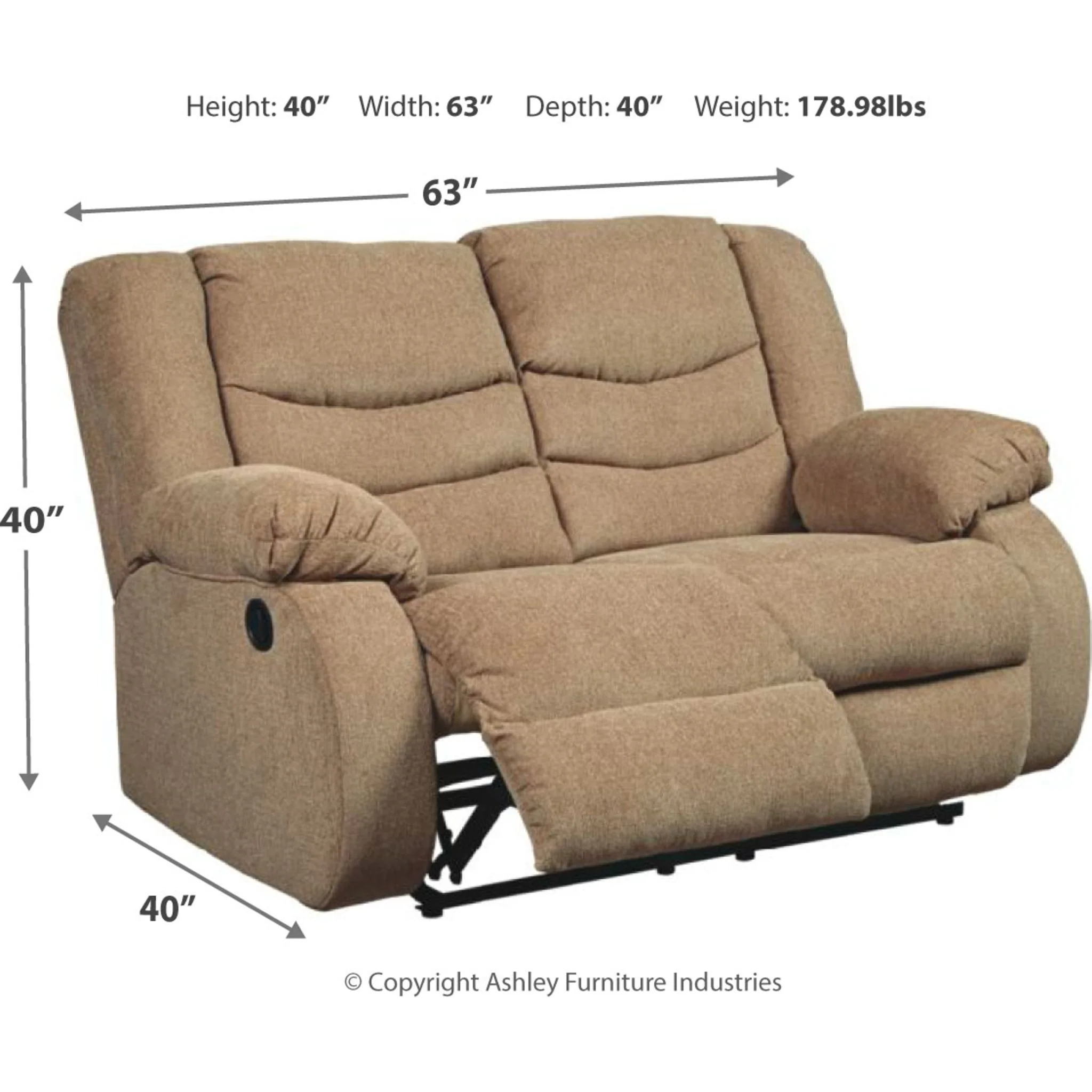 Tulen Reclining Loveseat - Mocha - Image 4