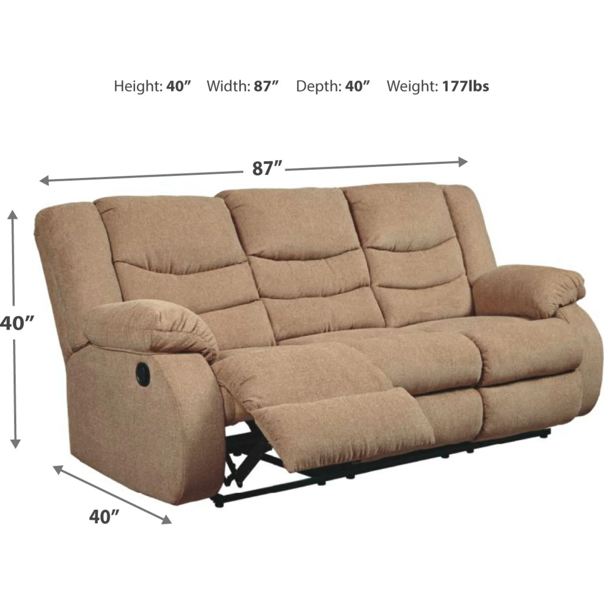 Tulen Reclining Sofa - Mocha - Image 5
