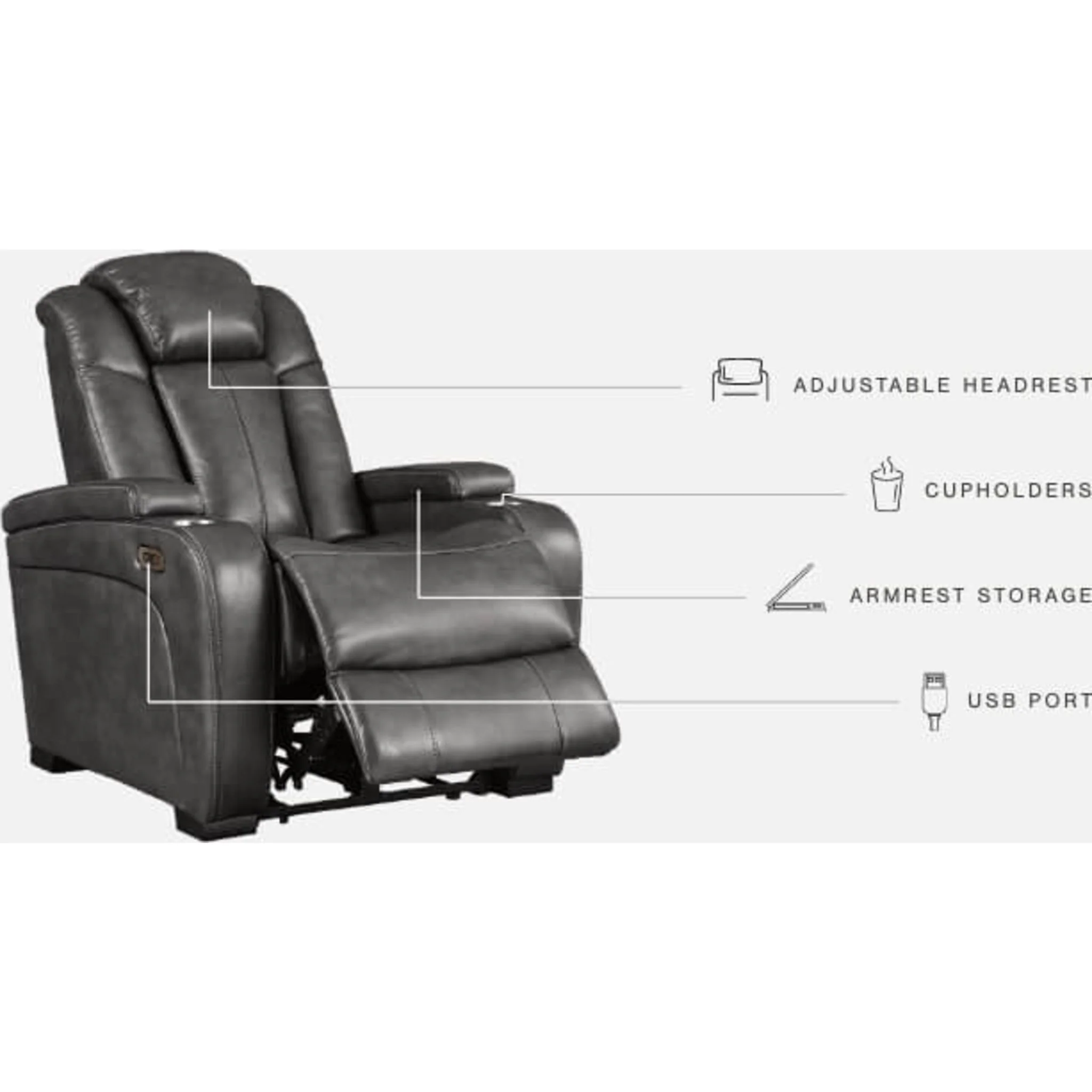 Turbulance Power Recliner - Quarry - Image 4
