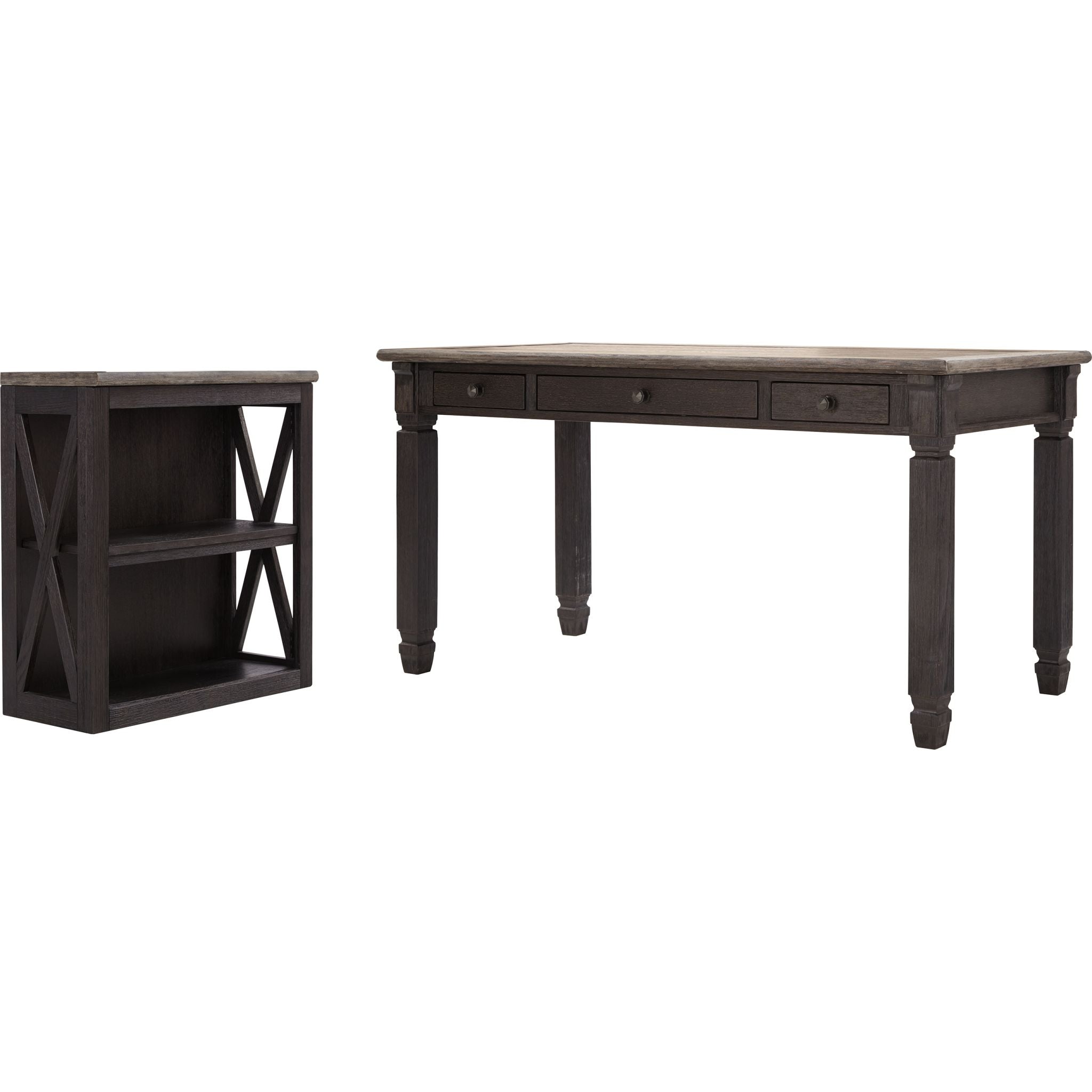 Tyler Creek 2 Piece Home Office Package - Grayish Brown/Black
