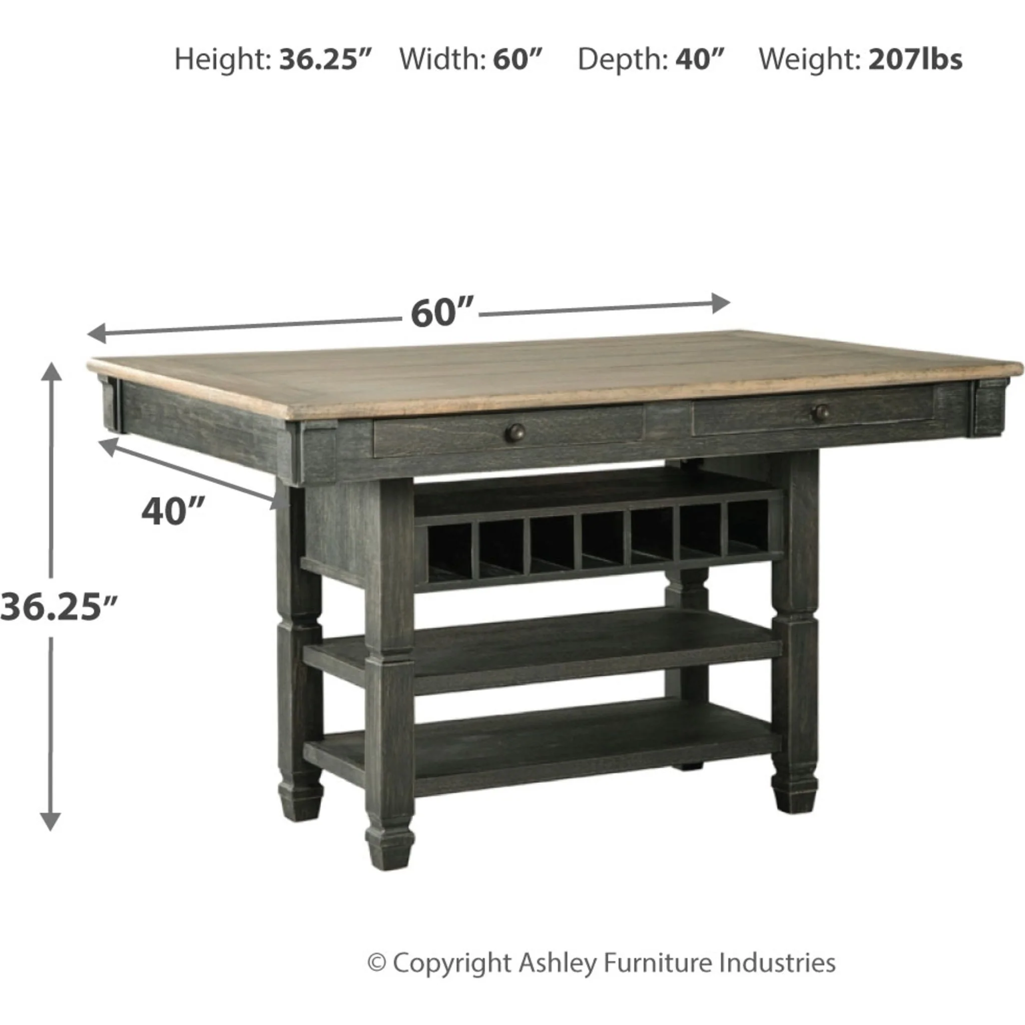 Tyler Creek Counter Height Table - Black/Grey - (D736-32) - Image 6