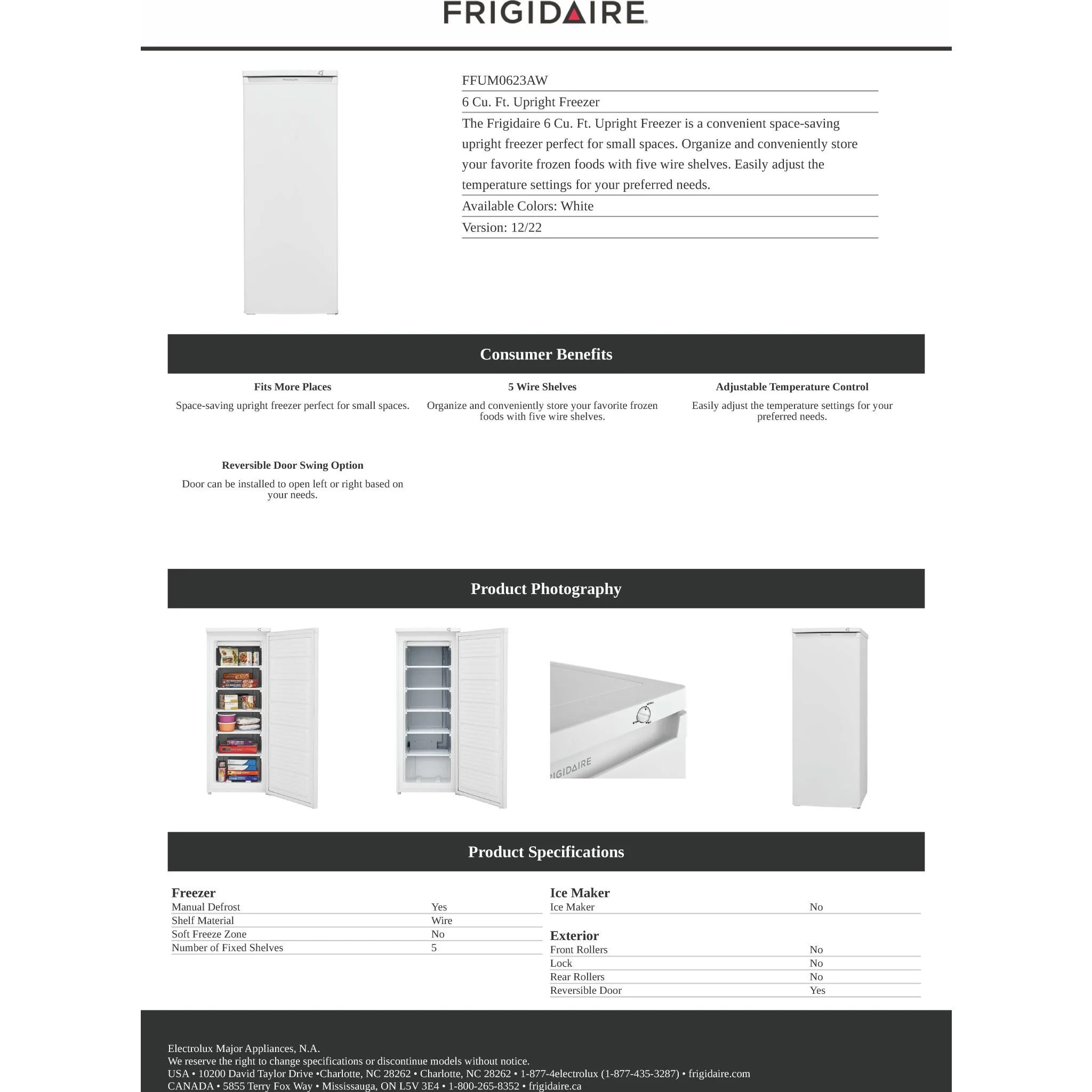 Frigidaire Upright Freezer (FFUM0623AW) - White - Image 9