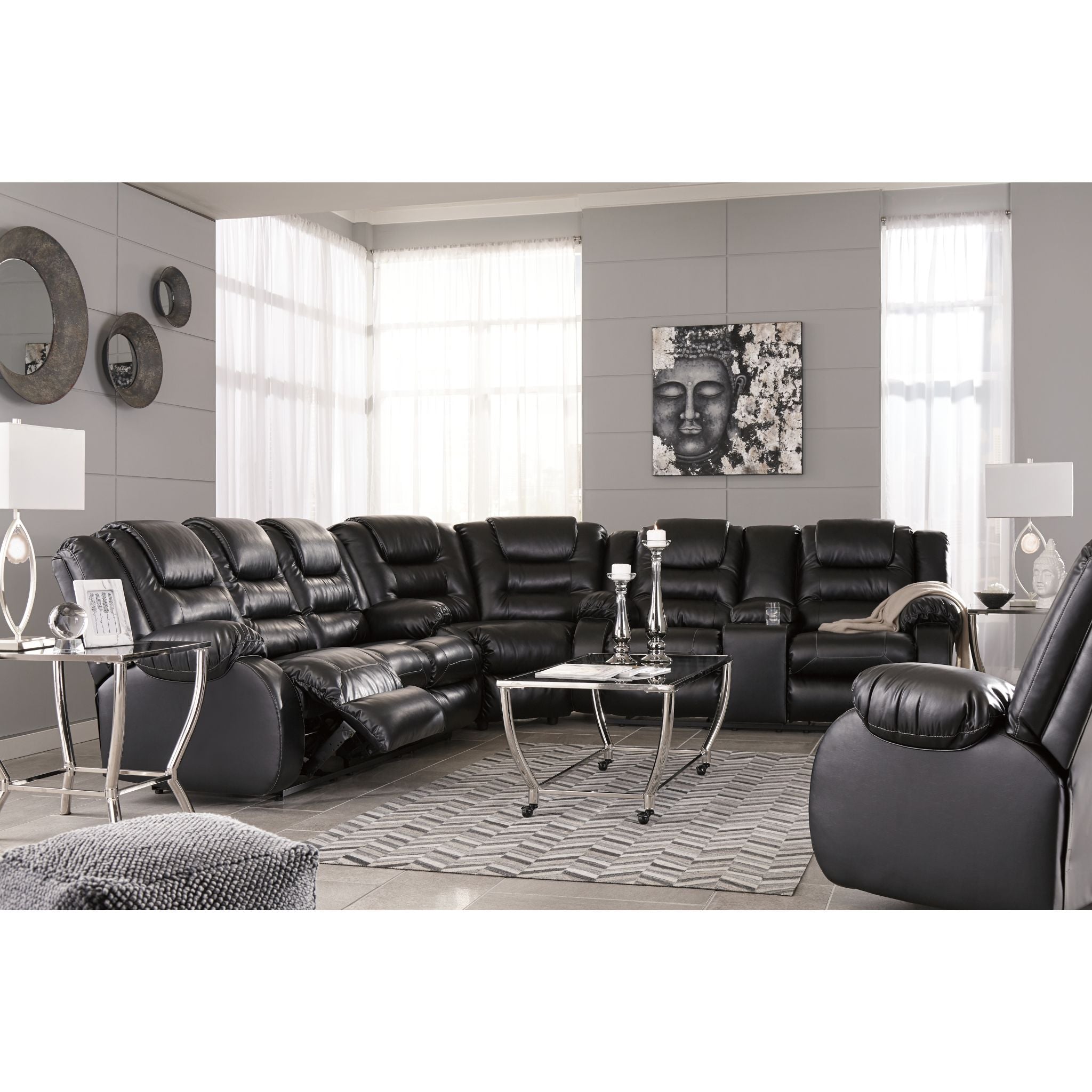 Vacherie Reclining Loveseat with Console - Black - Image 9