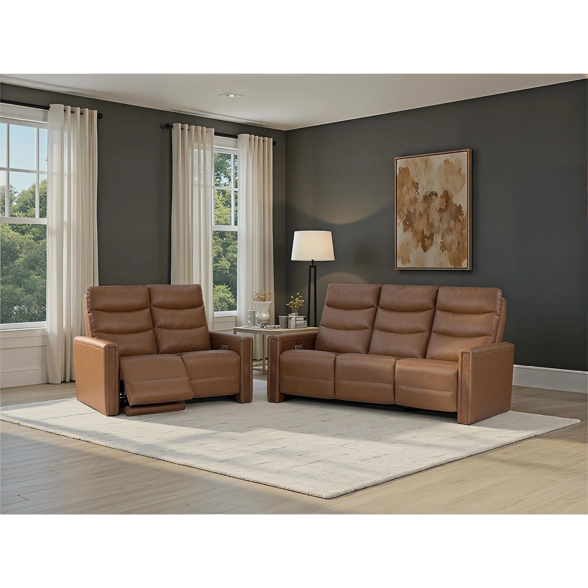Valmont Power Reclining Loveseat With Power Headrest - Verona Russet - Image 2