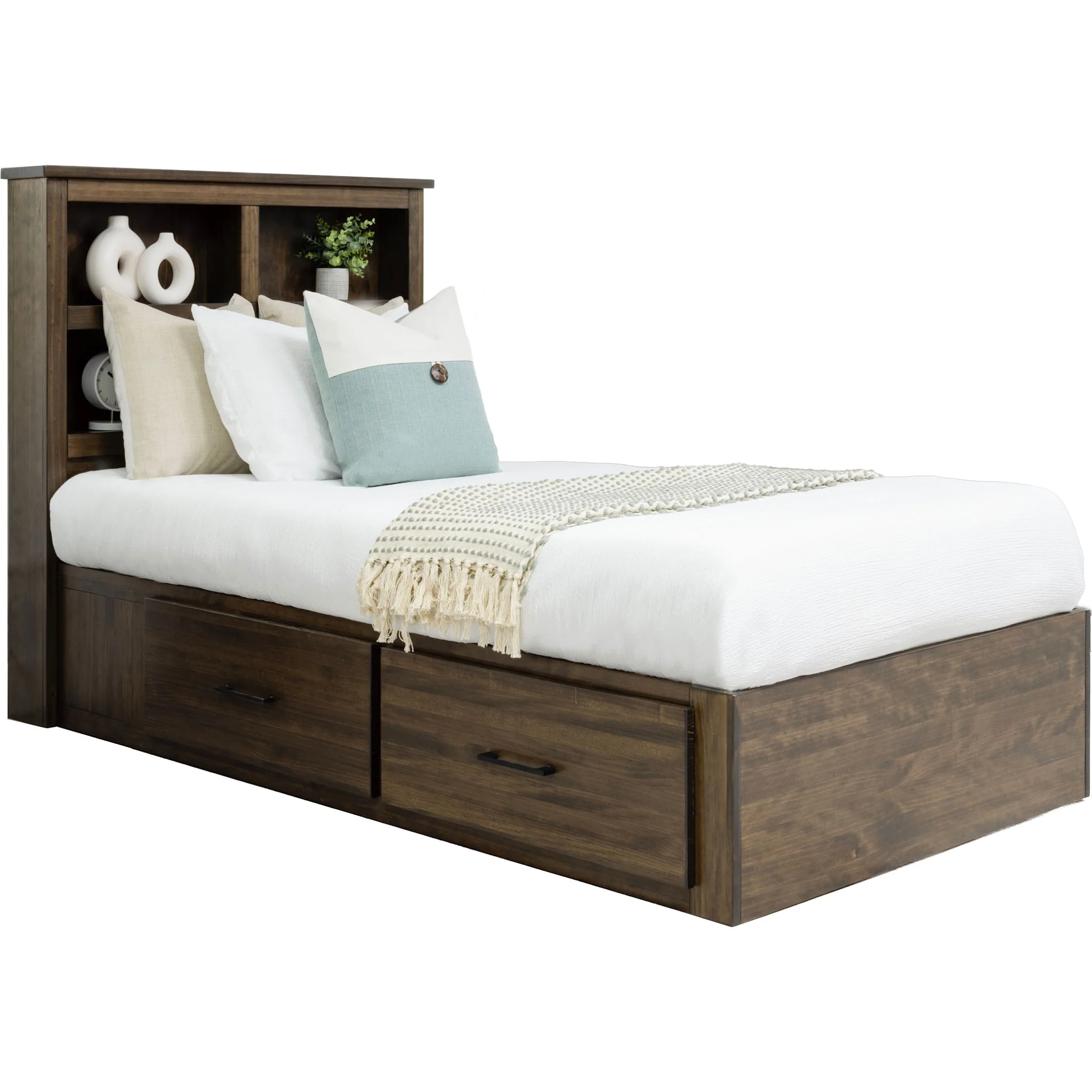 Vera Twin Bookcase Left Storage Bed - Truffle