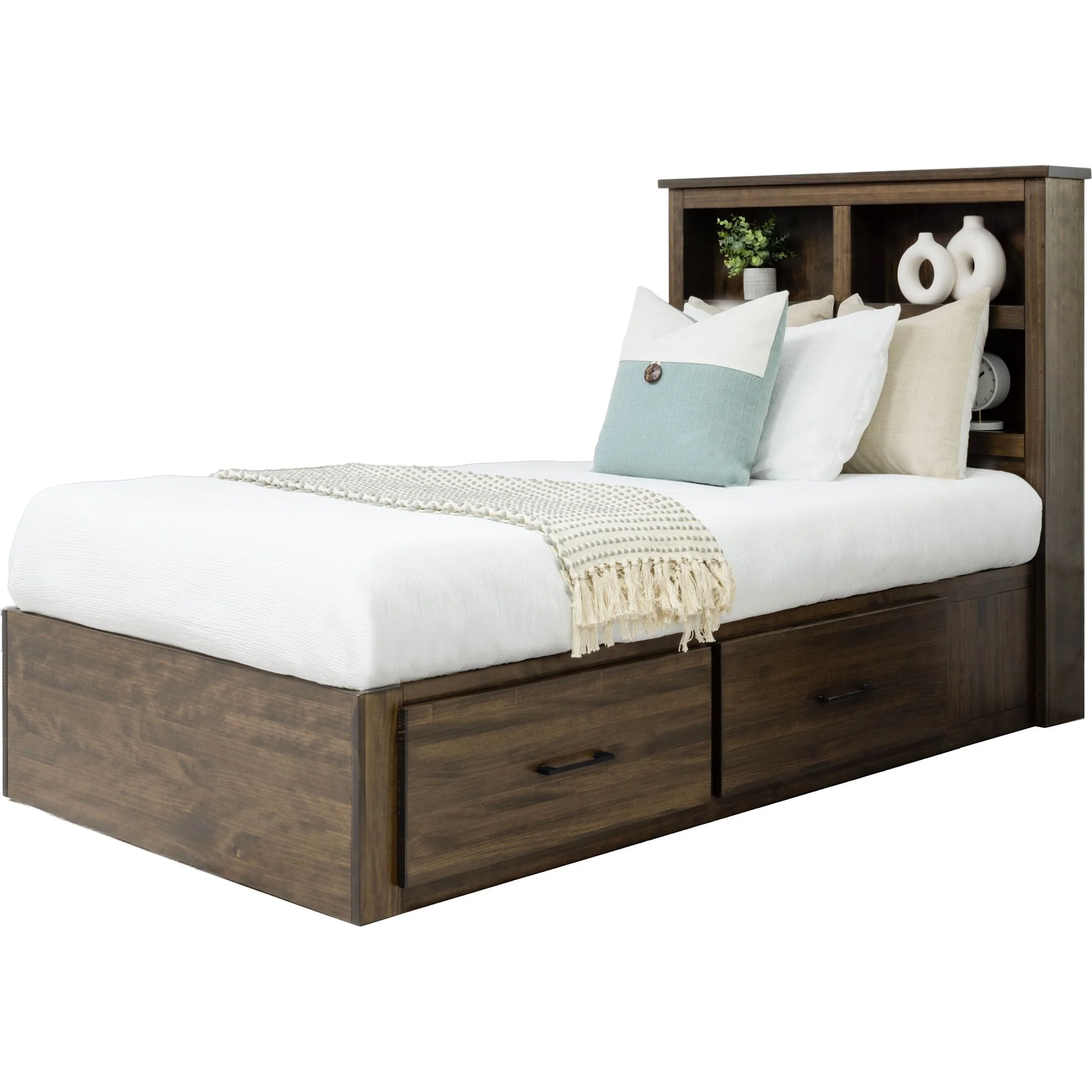 Vera Twin Bookcase Right Storage Bed - Truffle