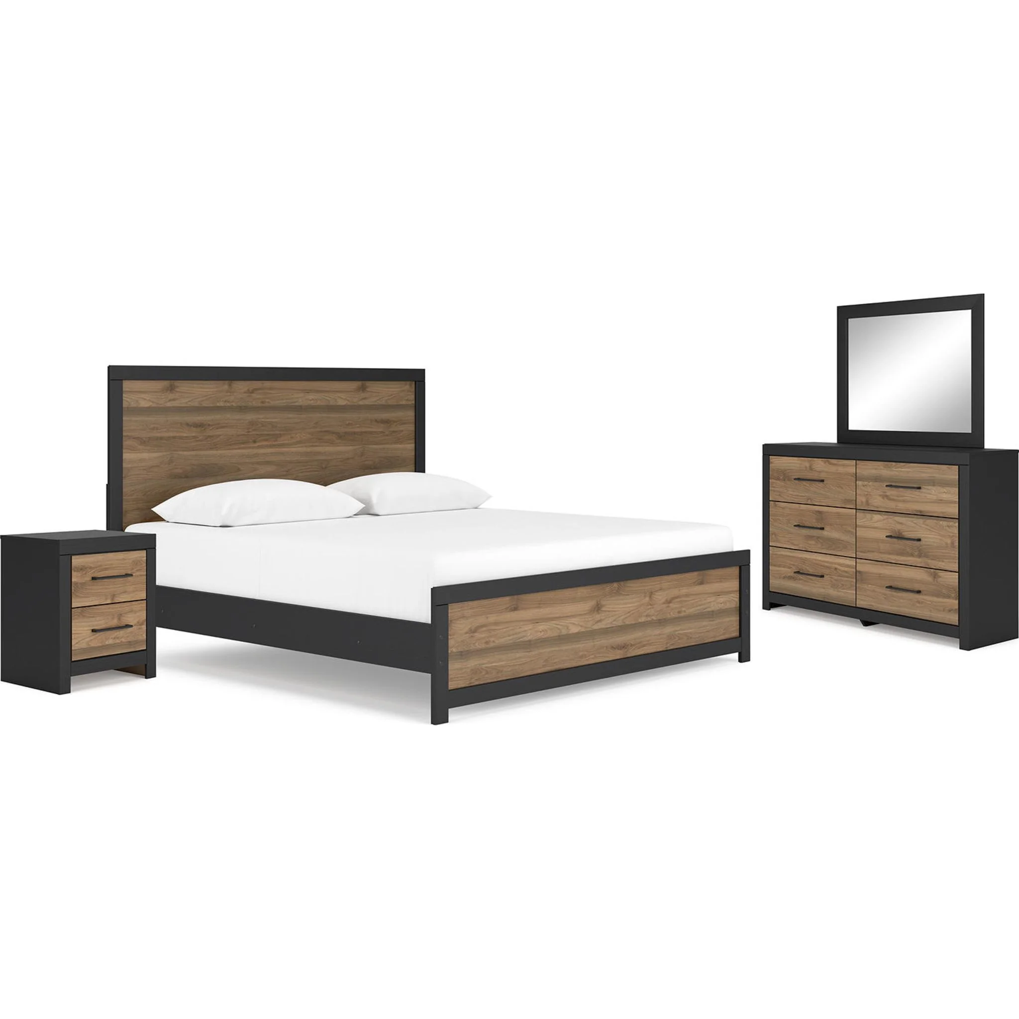 Vertani 6 Piece King Panel Bedroom - Black/Honey Brown