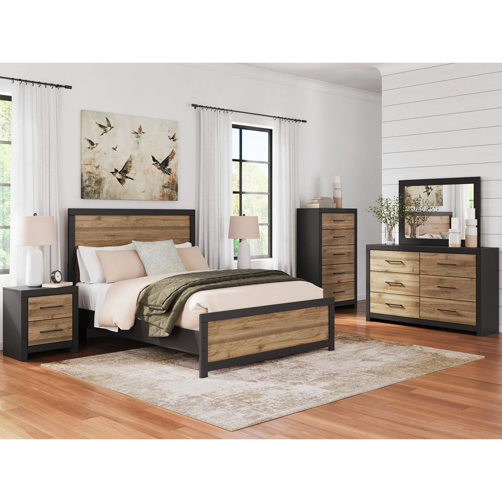 Vertani 6 Piece Panel Bedroom - Black/Honey Brown - Image 4
