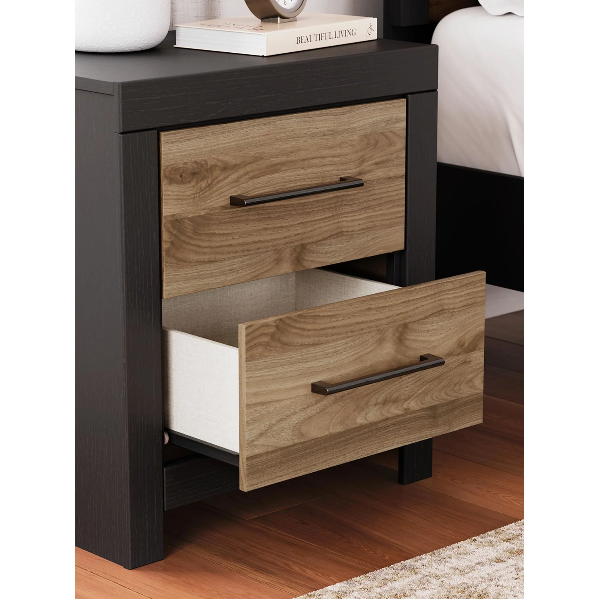 Vertani Nightstand - Black/Honey Brown - Image 6