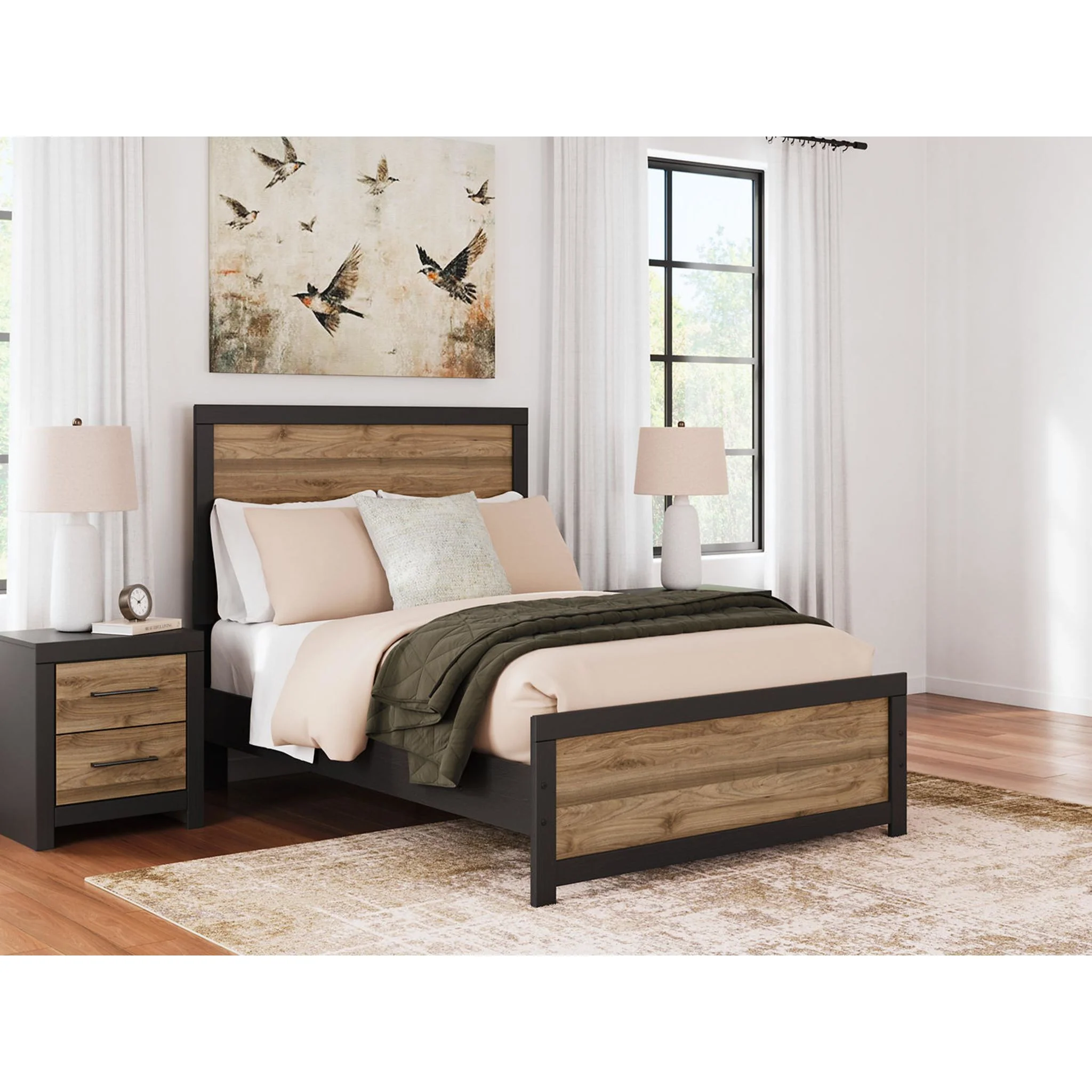 Vertani Panel Bed - Black/Honey Brown - Image 18