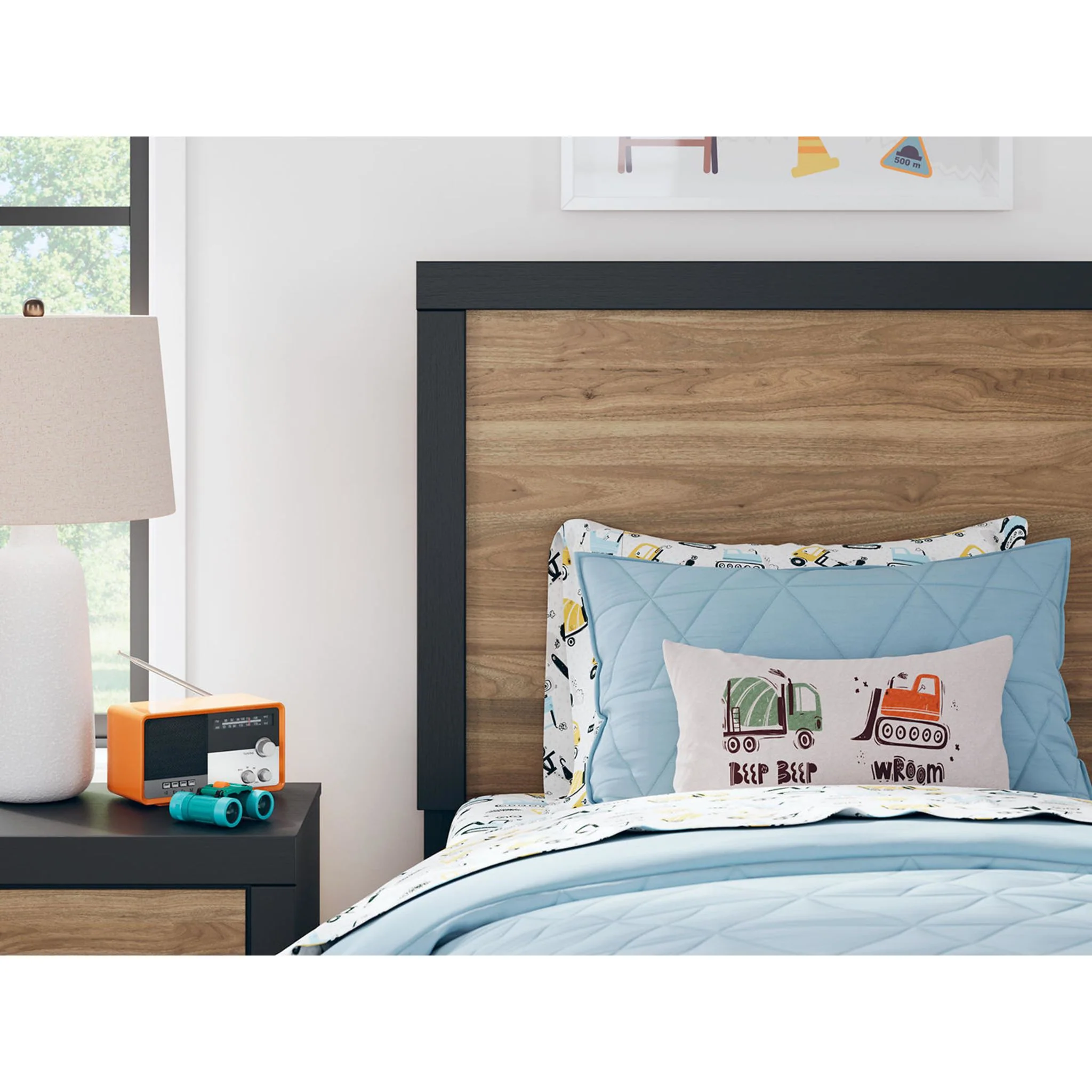 Vertani Panel Bed - Black/Honey Brown - Image 5