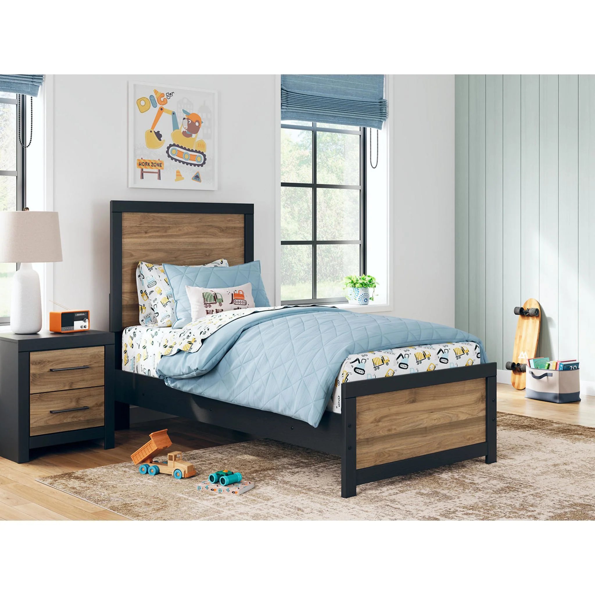 Vertani Panel Bed - Black/Honey Brown - Image 9