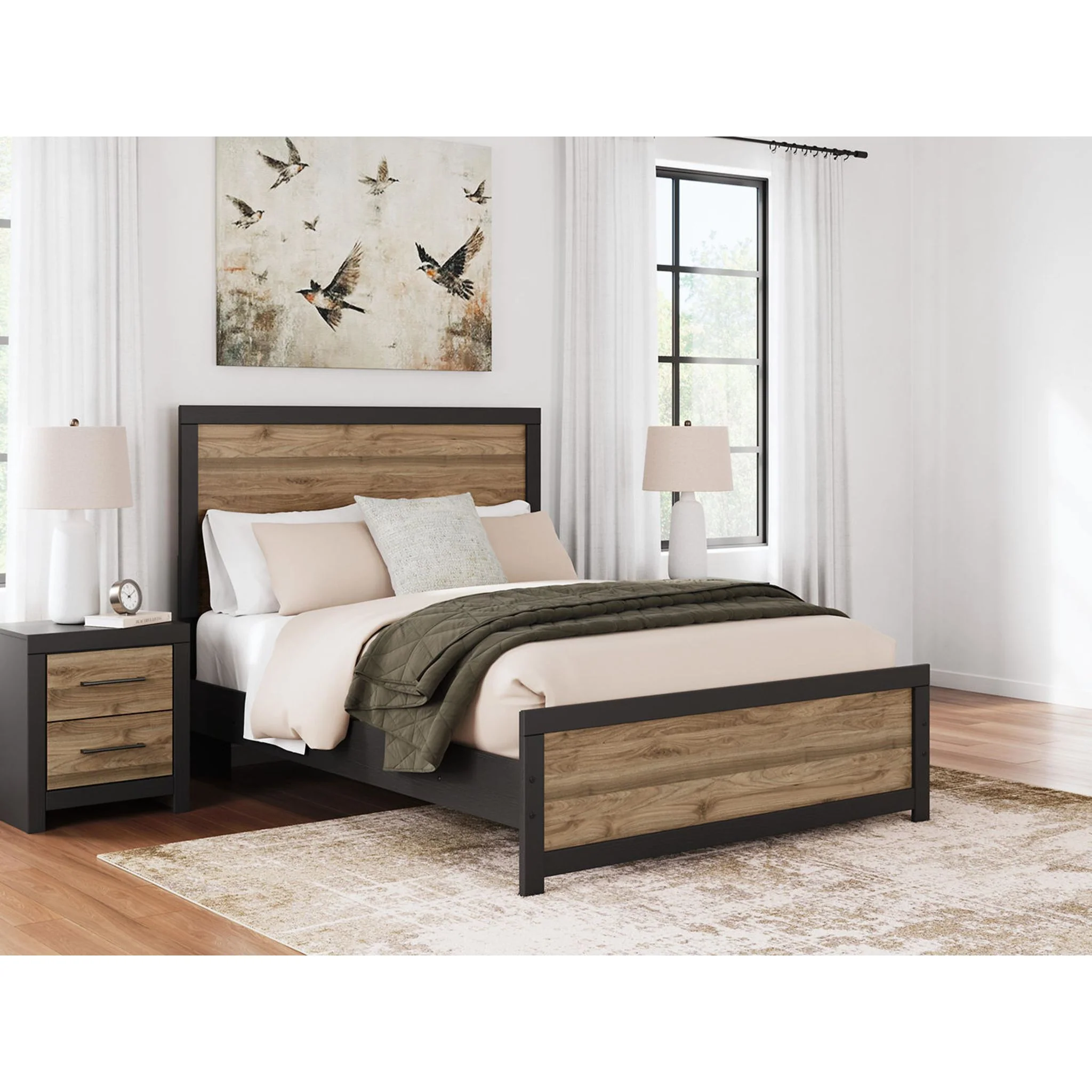 Vertani Panel Bed - Black/Honey Brown - Image 9