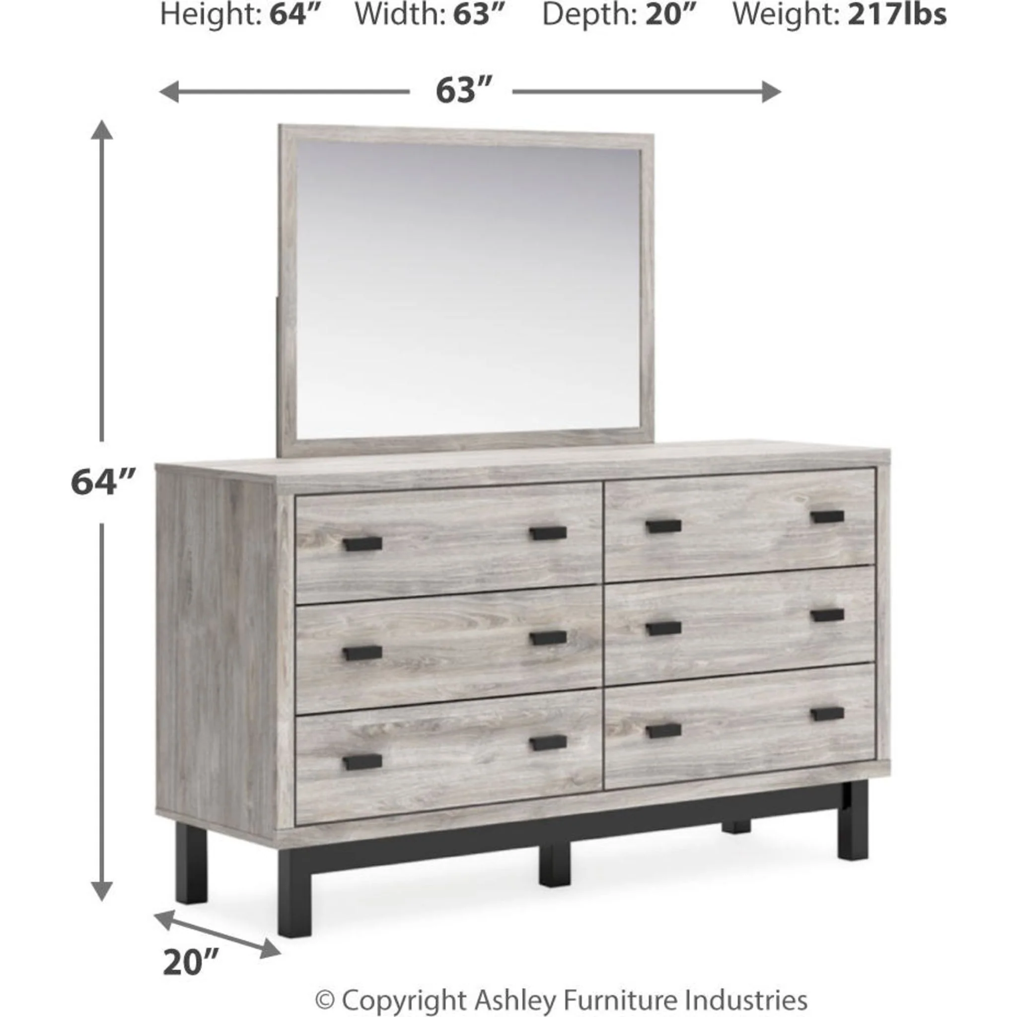 Vessalli Dresser and Mirror - Gray - Image 11